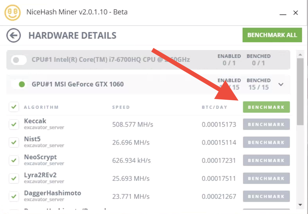 Before you can start mining, Nicehash has to check how ...