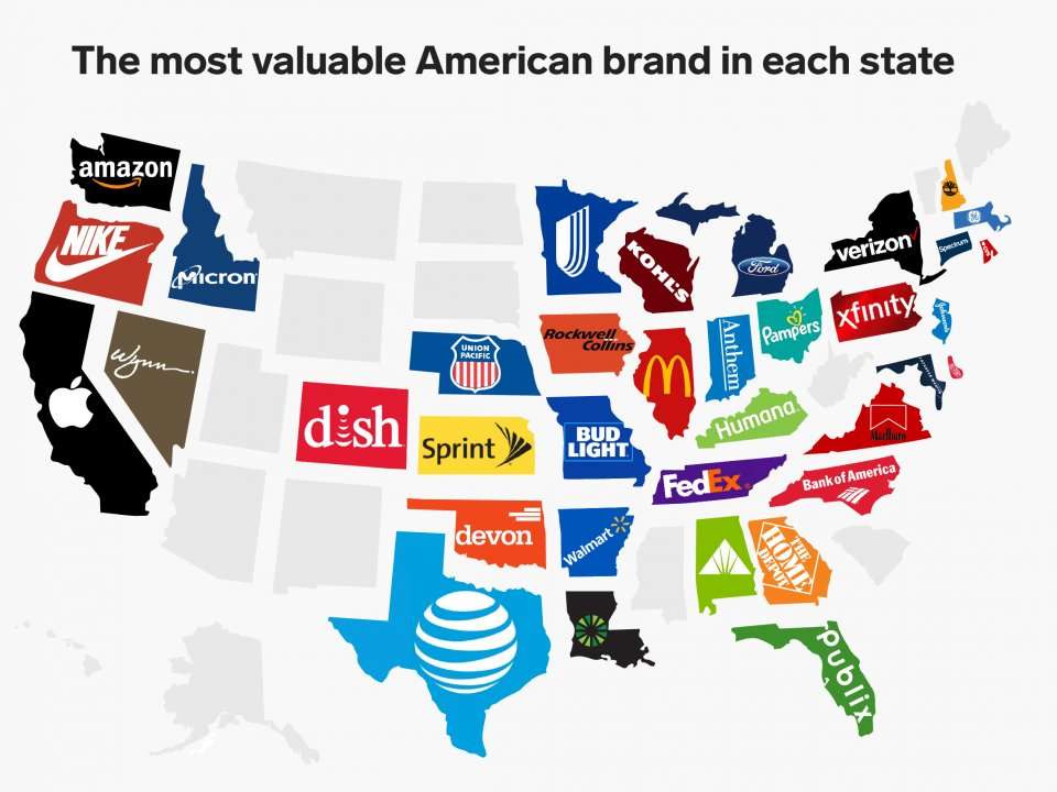 The most valuable brand in every state | Business Insider India