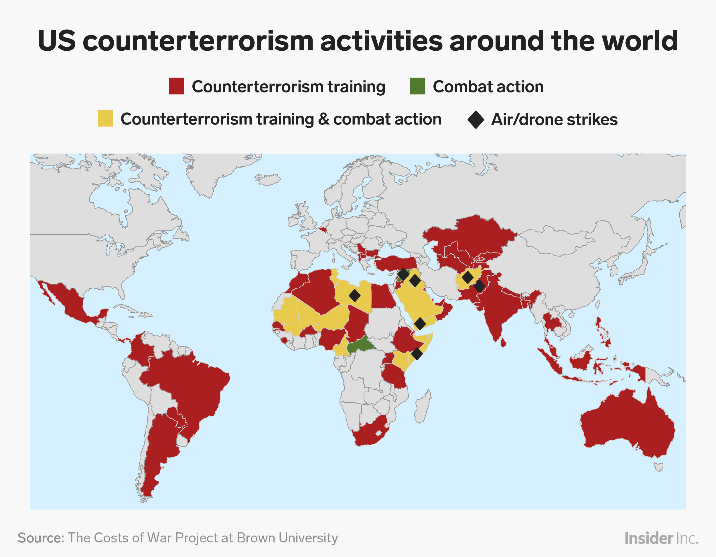 As of January 2019, the US is involved in counter-terrorism activities ...