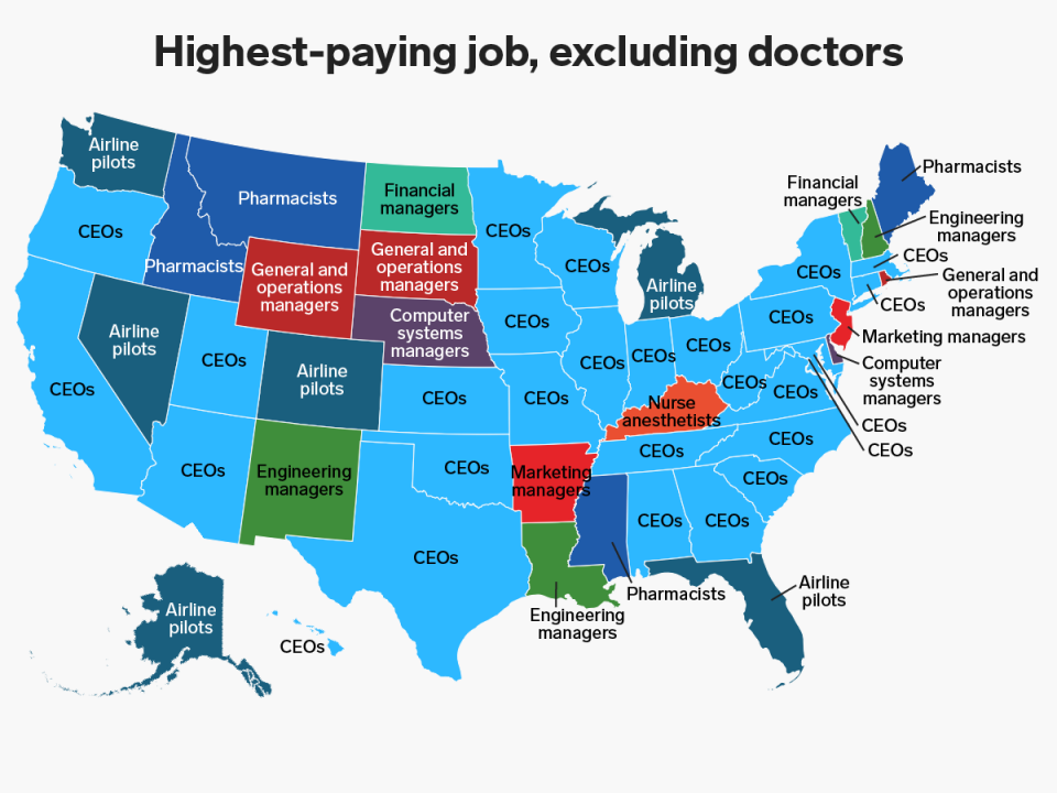 This Map Shows The Highest Paying Job In Every State Excluding Doctors Business Insider India 8150