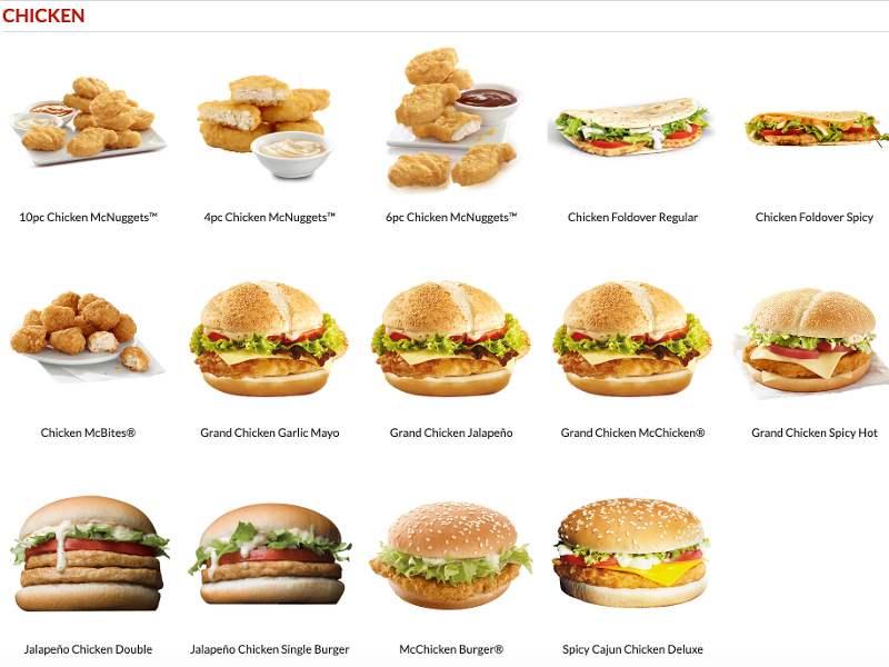 McDonald's South African menu has 12 different options for ordering