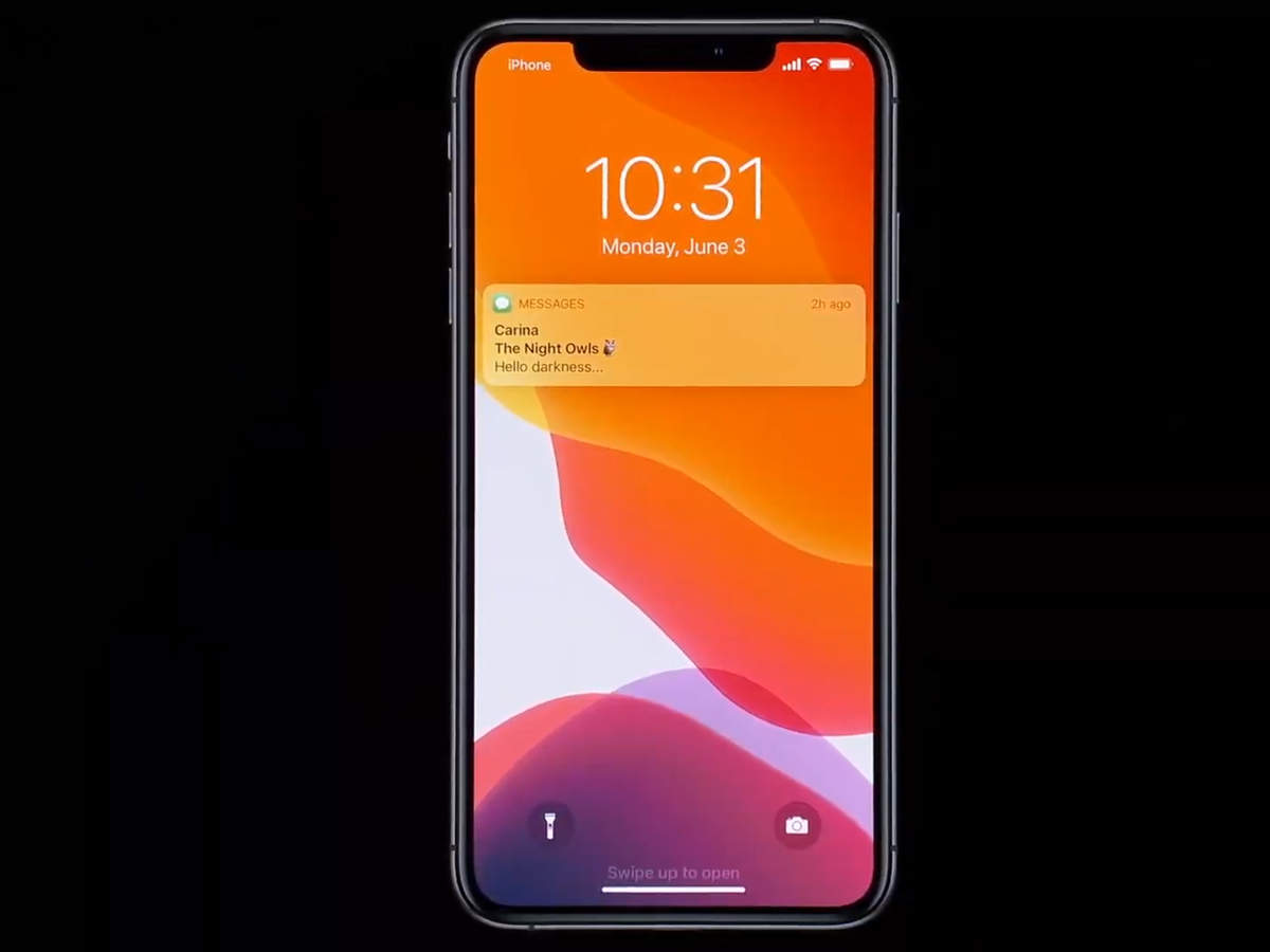 Here's what the iOS 13 lock screen looks like without dark mode ...