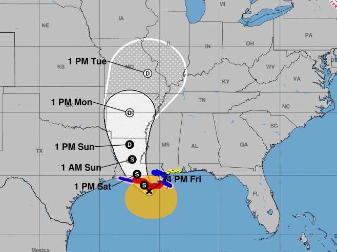 Tropical Storm Barry is expected to make landfall tomorrow morning as a ...