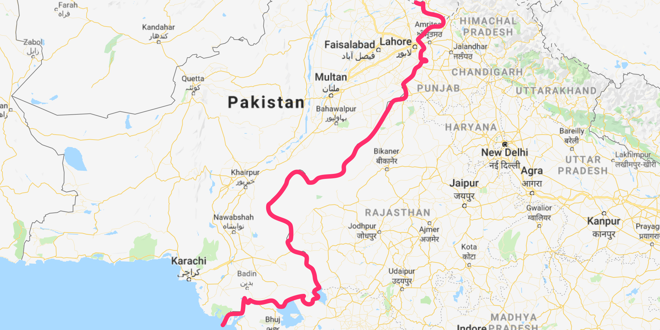 The border between India and Pakistan is based on the Radcliffe Line ...