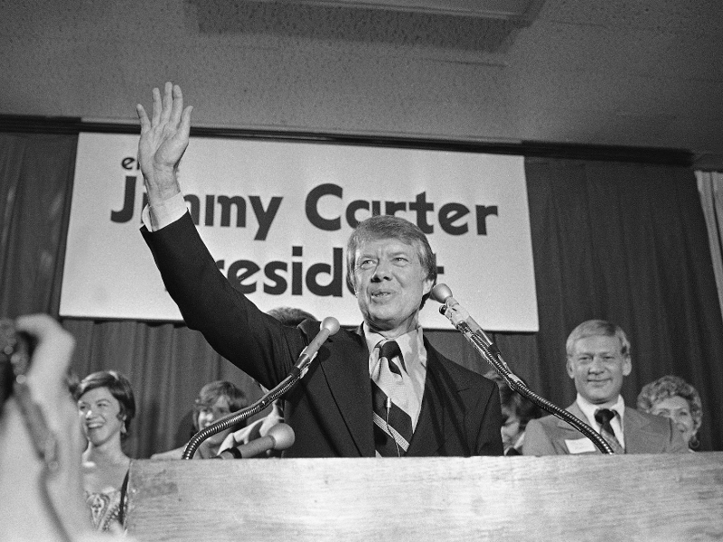 In 1976, Democrat Jimmy Carter won the Iowa caucuses, with 27 of the