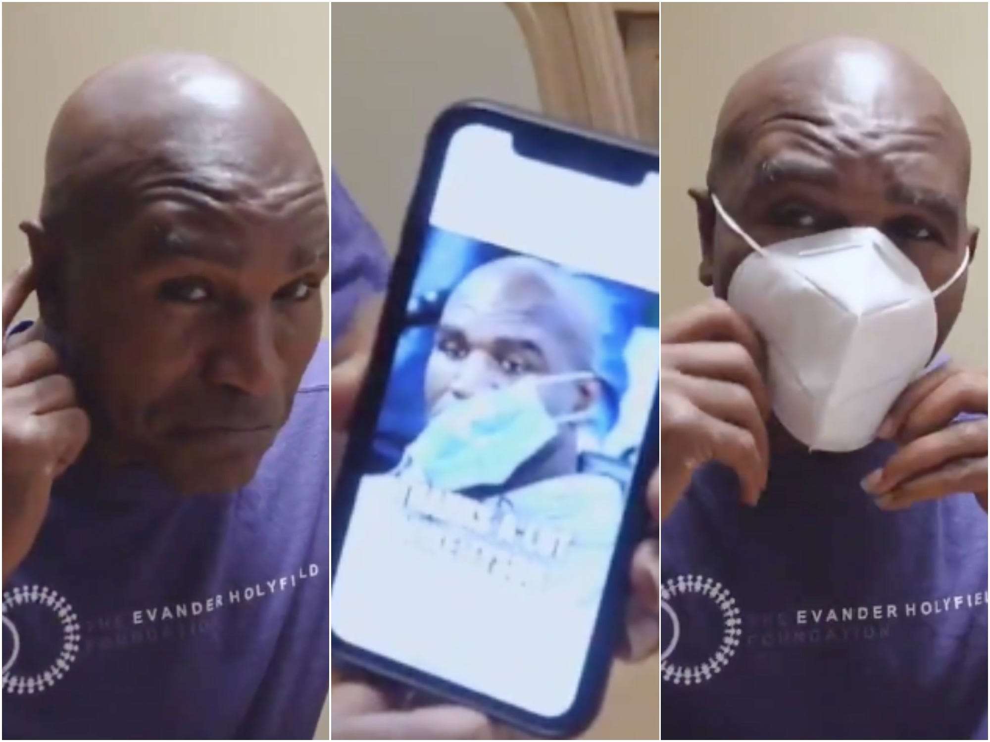 Evander Holyfield Hilariously Debunked A Meme That He Can't Wear COVID ...