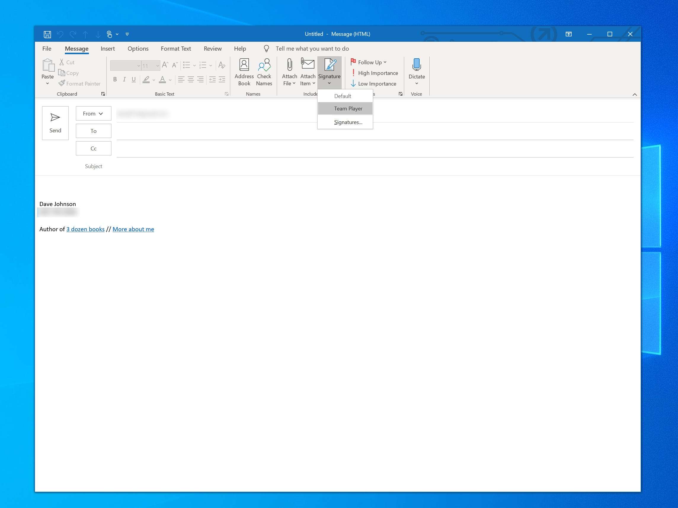 how to add a signature to all emails in outlook