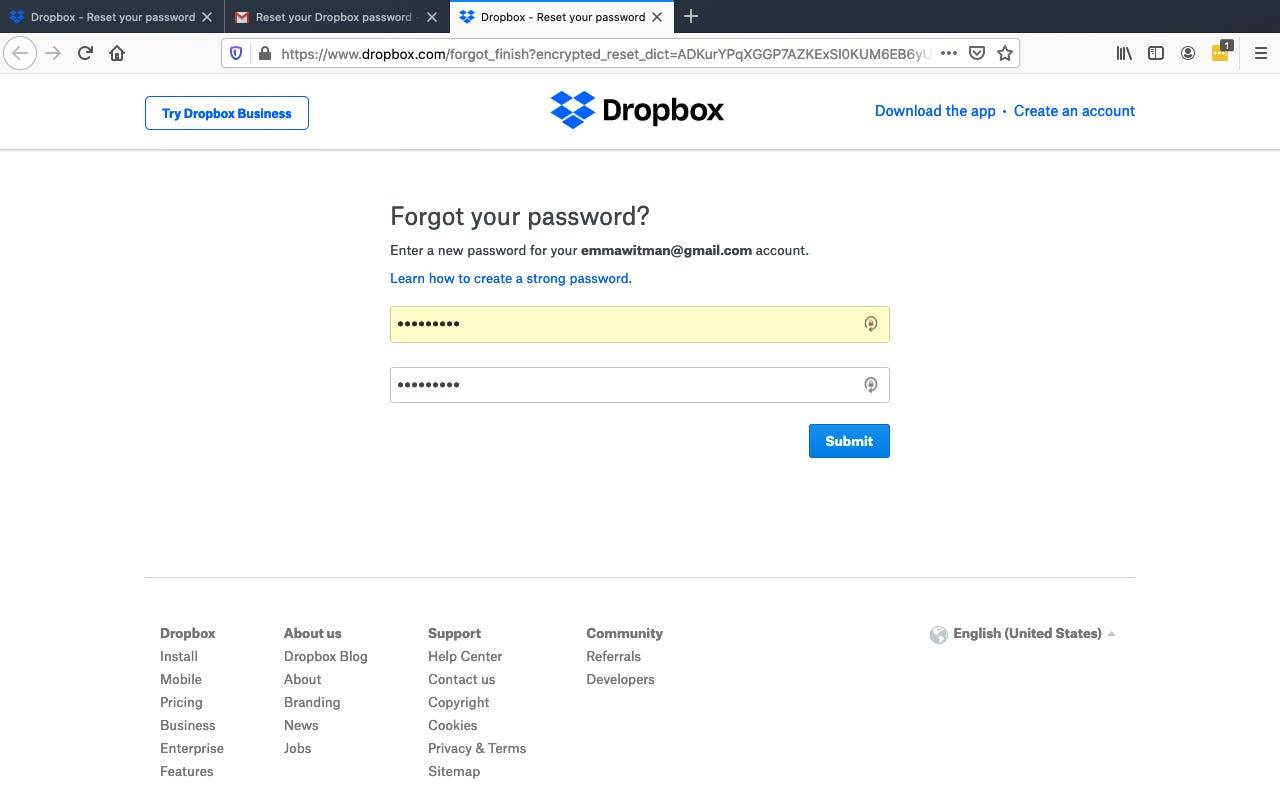 adding password to dropbox folder