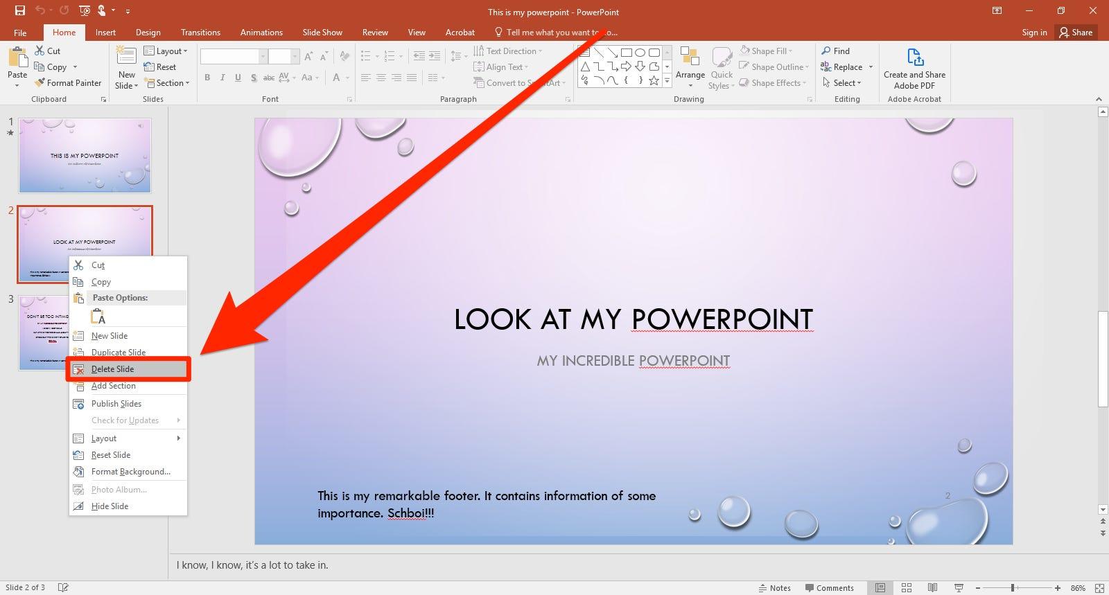 How to delete a slide in your PowerPoint presentation or delete an