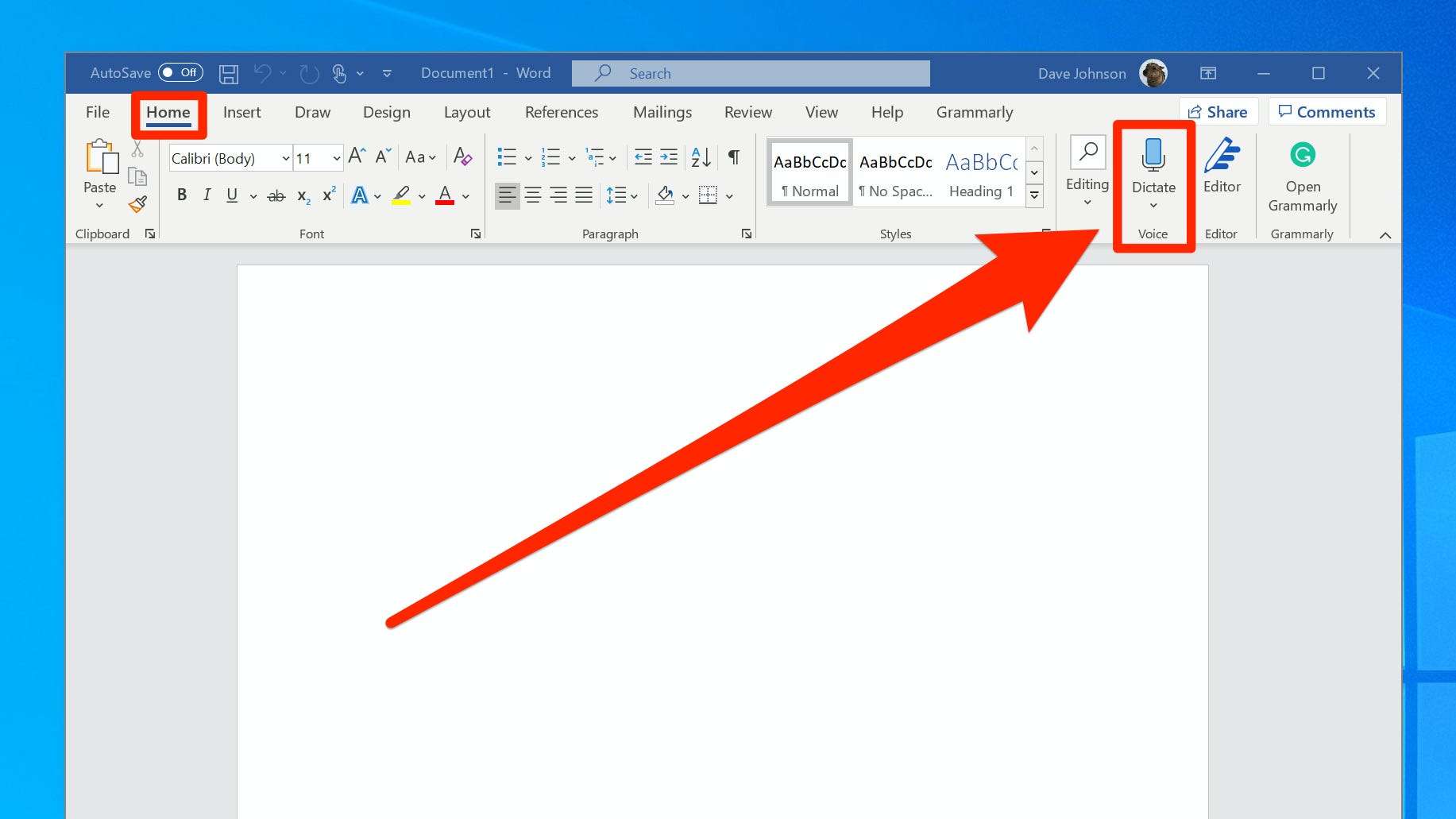 how to enable voice to text on microsoft word on windows 10