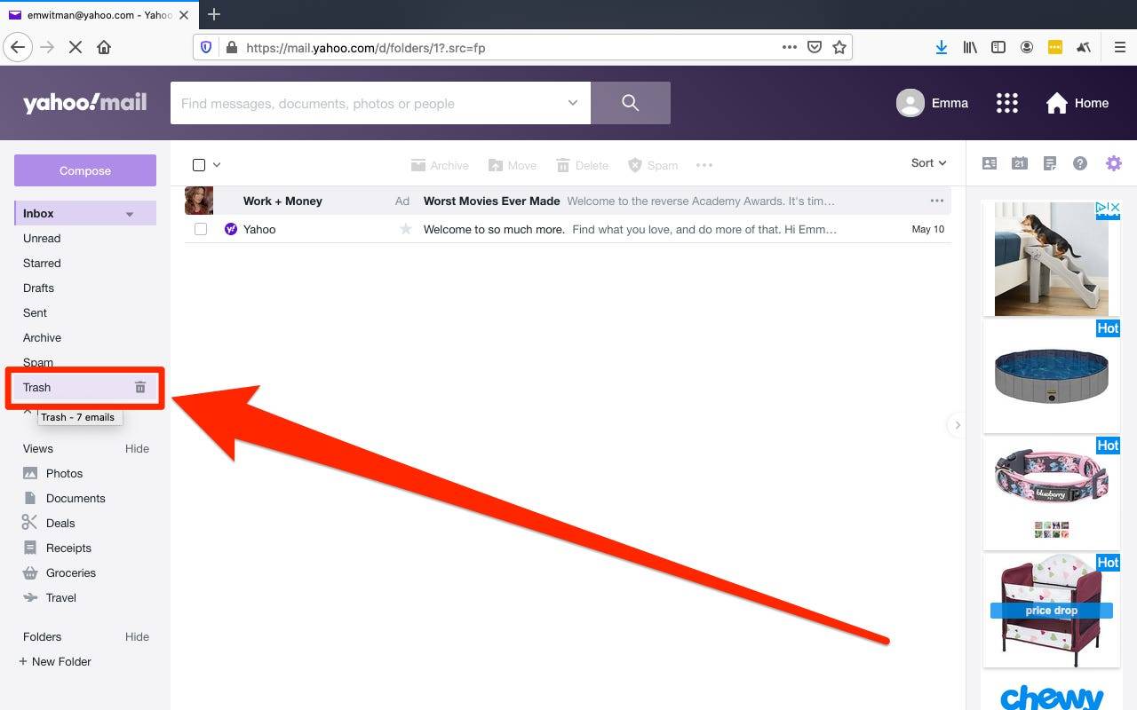 how to find spam folder in yahoo mail