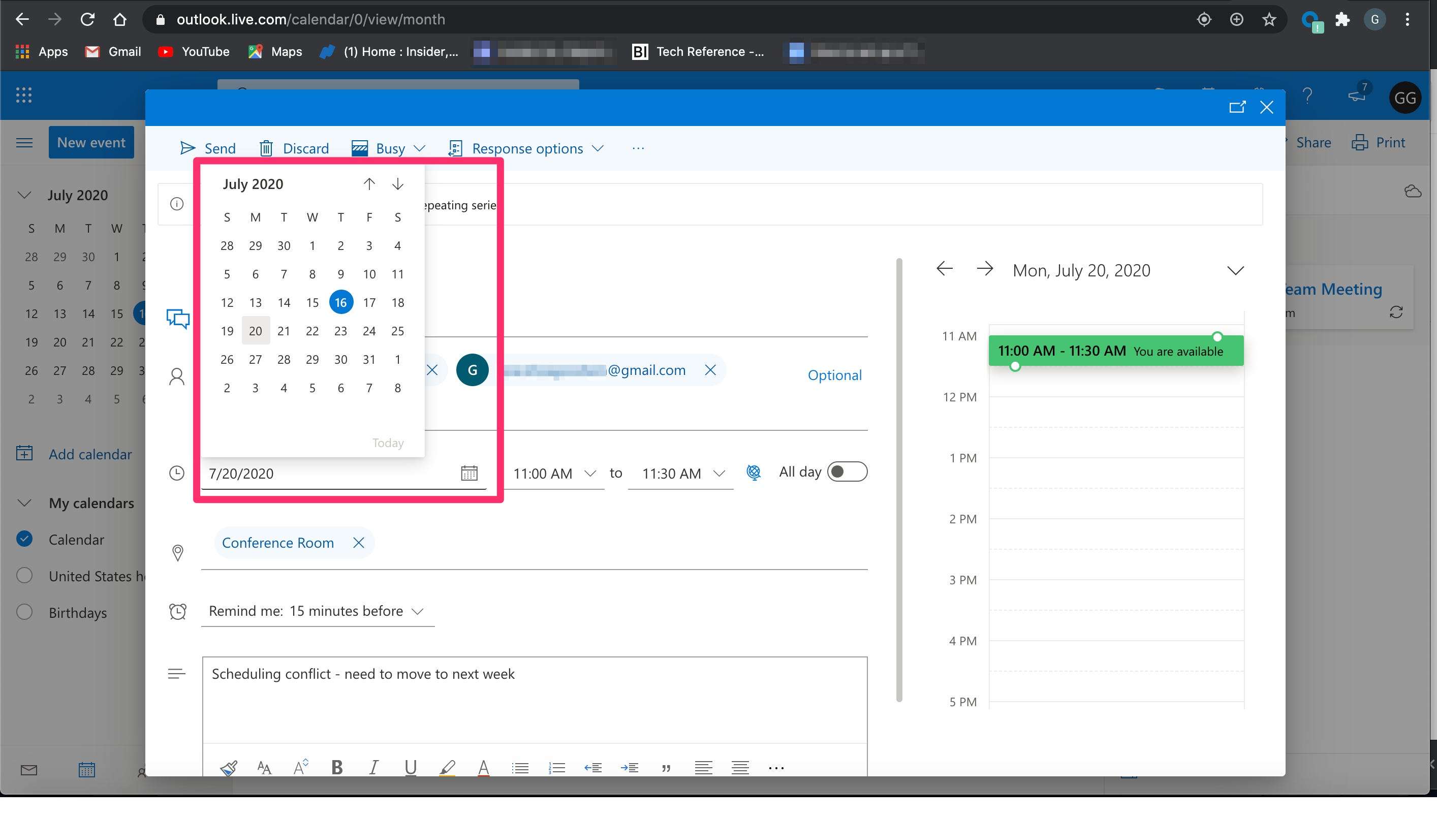 How to reschedule a meeting in Microsoft Outlook and automatically