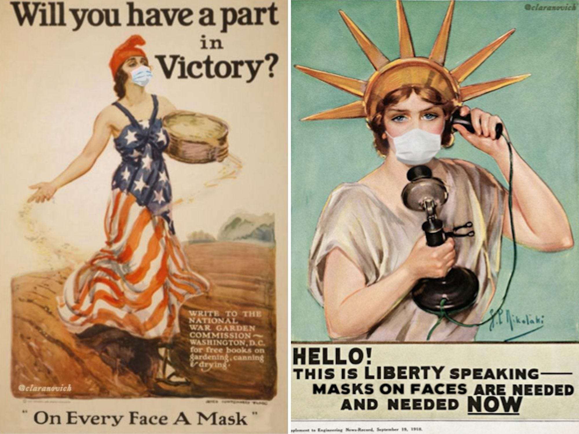 An artist turned World War I posters into calls for Americans to wear face  masks, and the images are striking