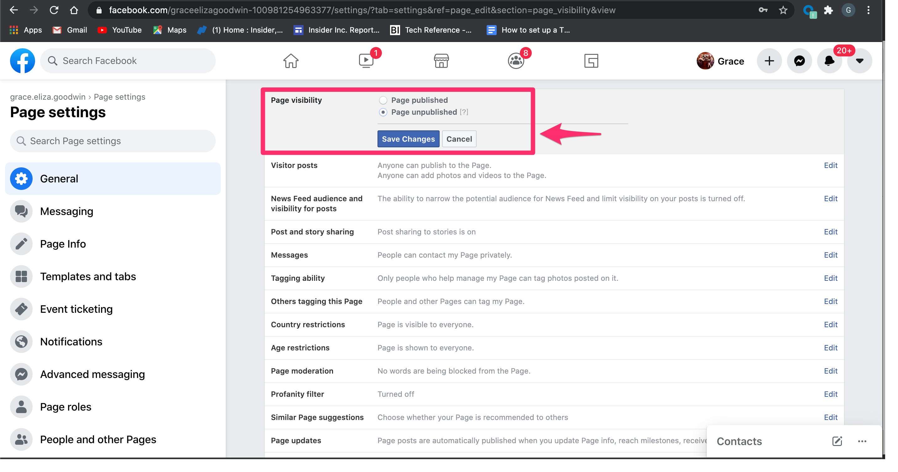 how to make a business page on facebook private