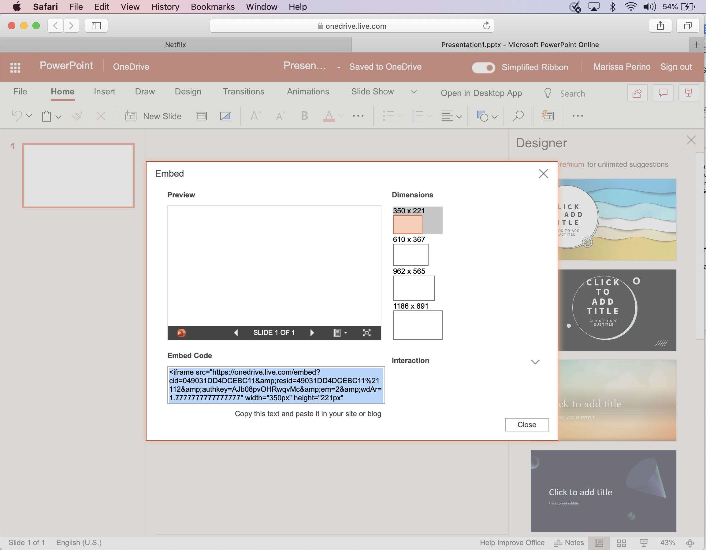 powerpoint for mac adding live web page