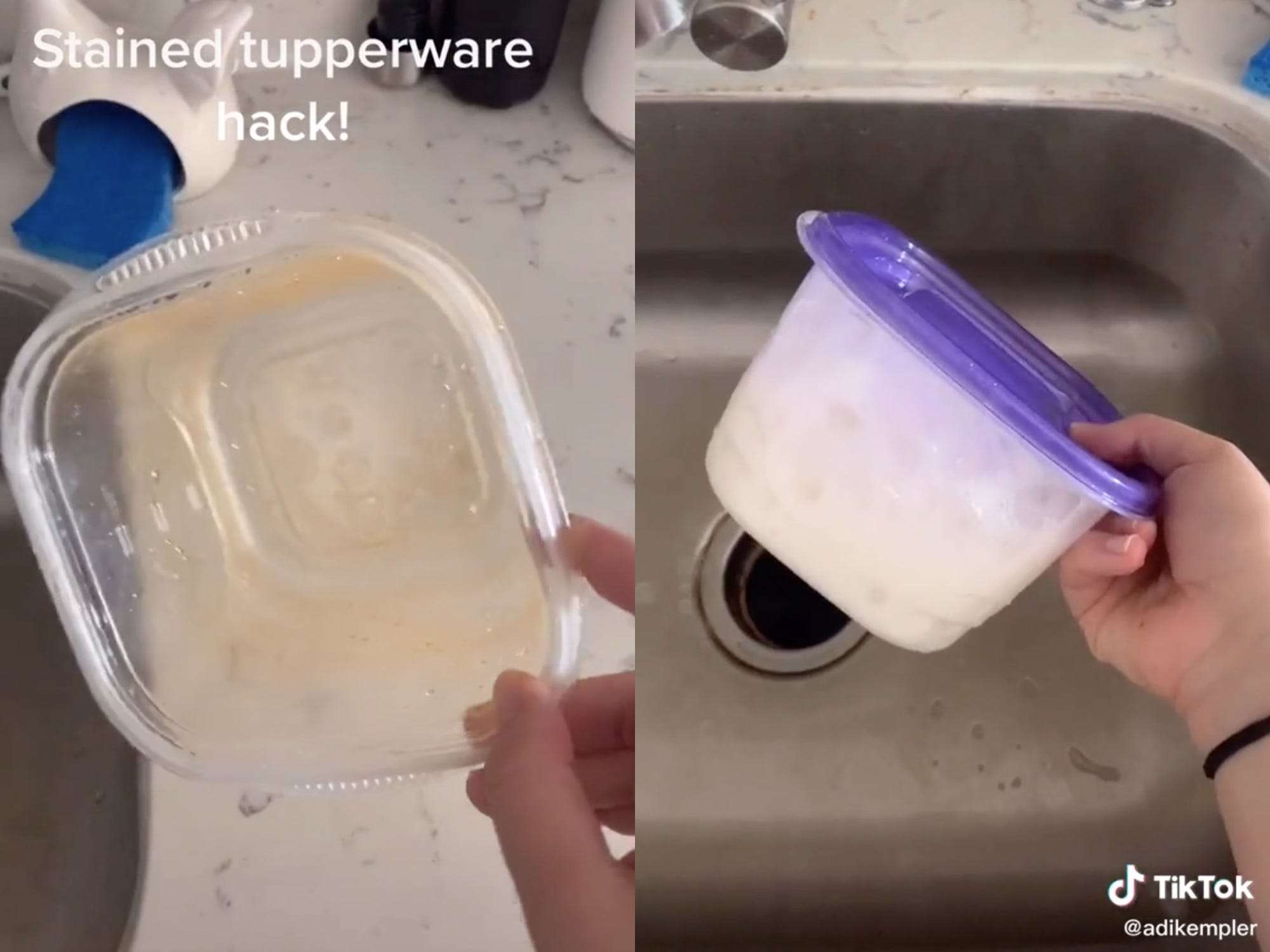 A TikTok user's easy hack for getting grease stains out of plastic food ...