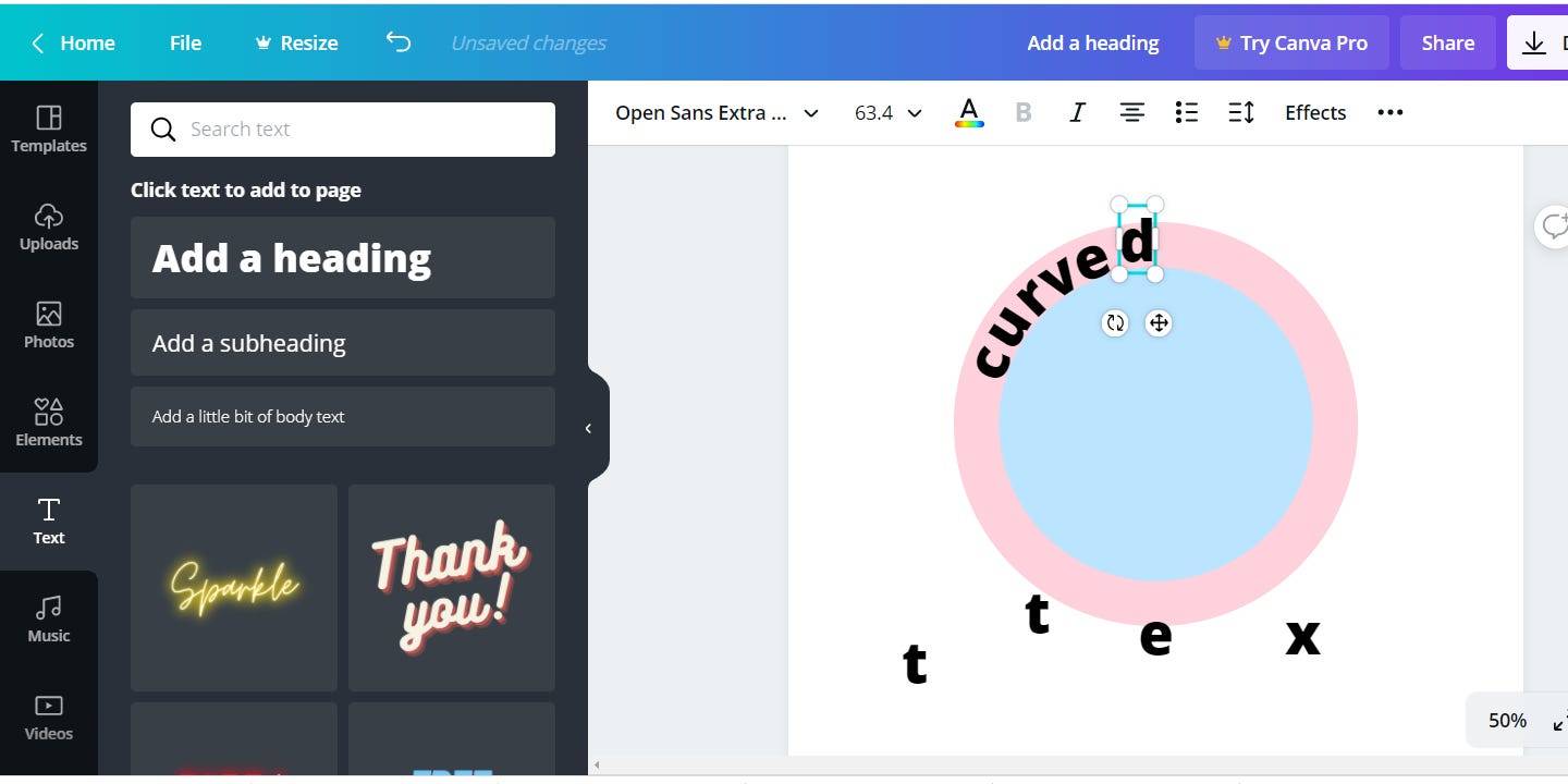 How To Curve Text In Canva s Graphic Design Software Using Built in 
