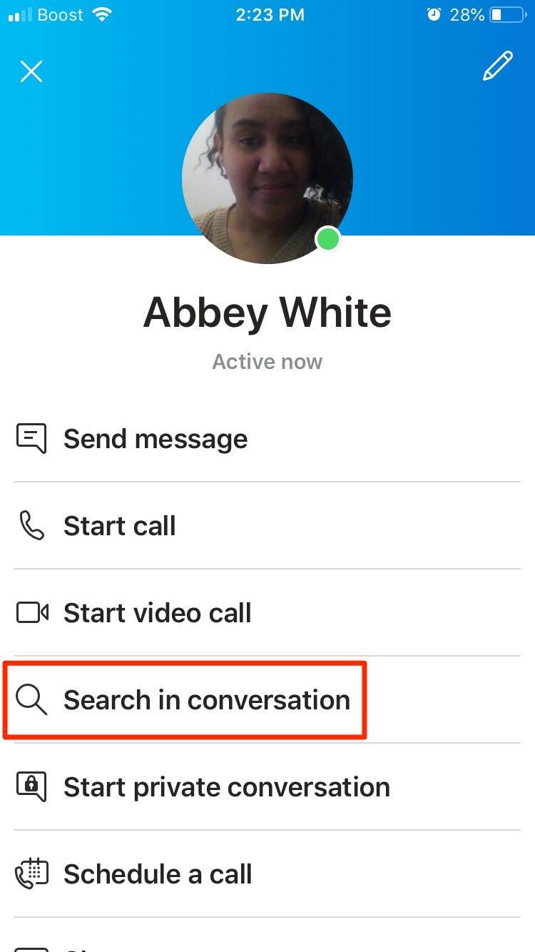 search skype chat