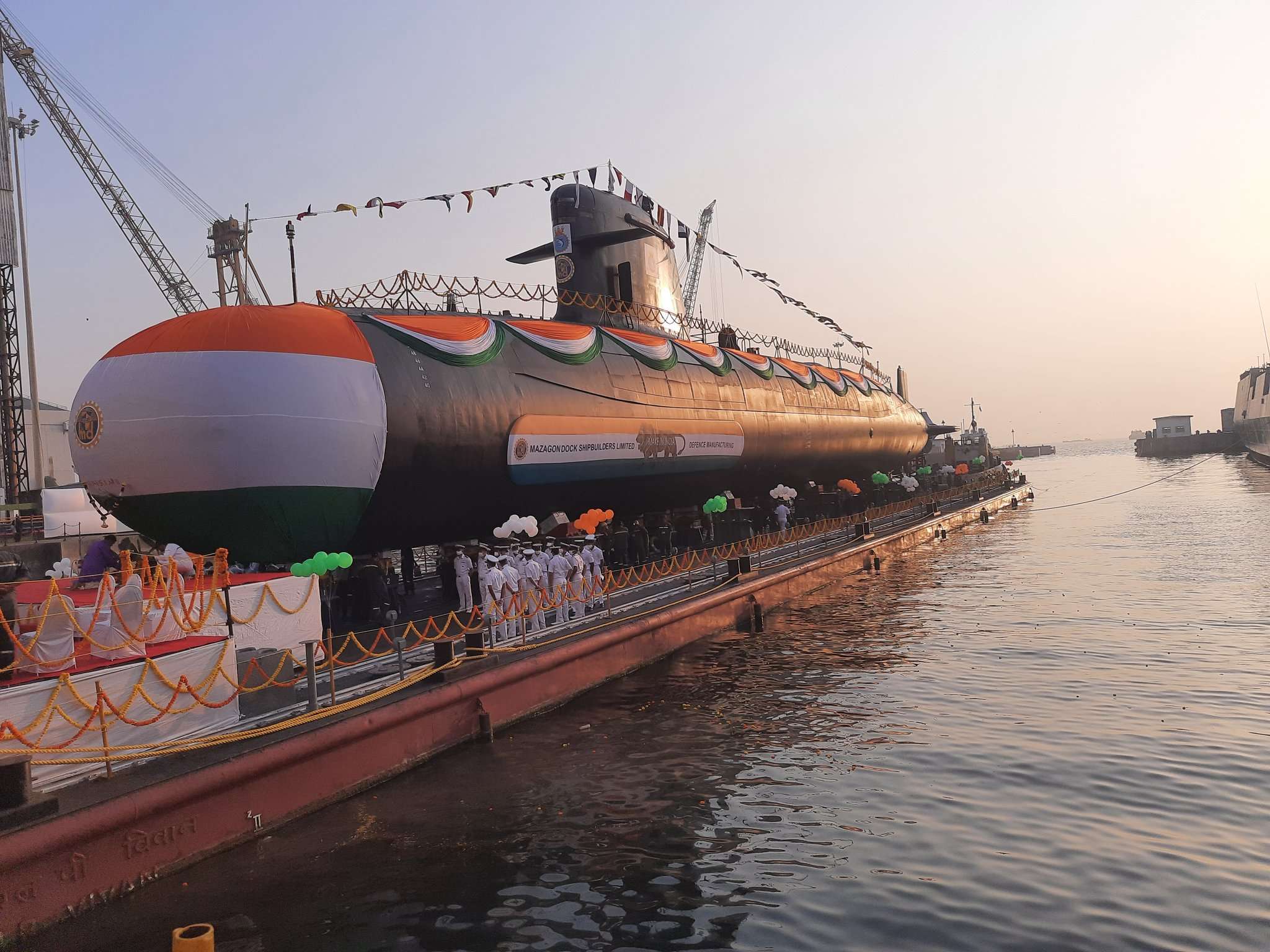 Indian Navy's Fifth Scorpene Class Submarine Vagir Launched At Mumbai's ...