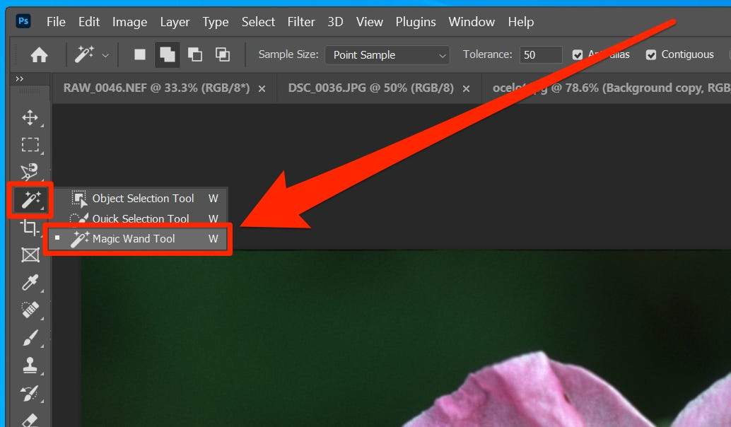 how to use magic wand tool in photoshop to change colour