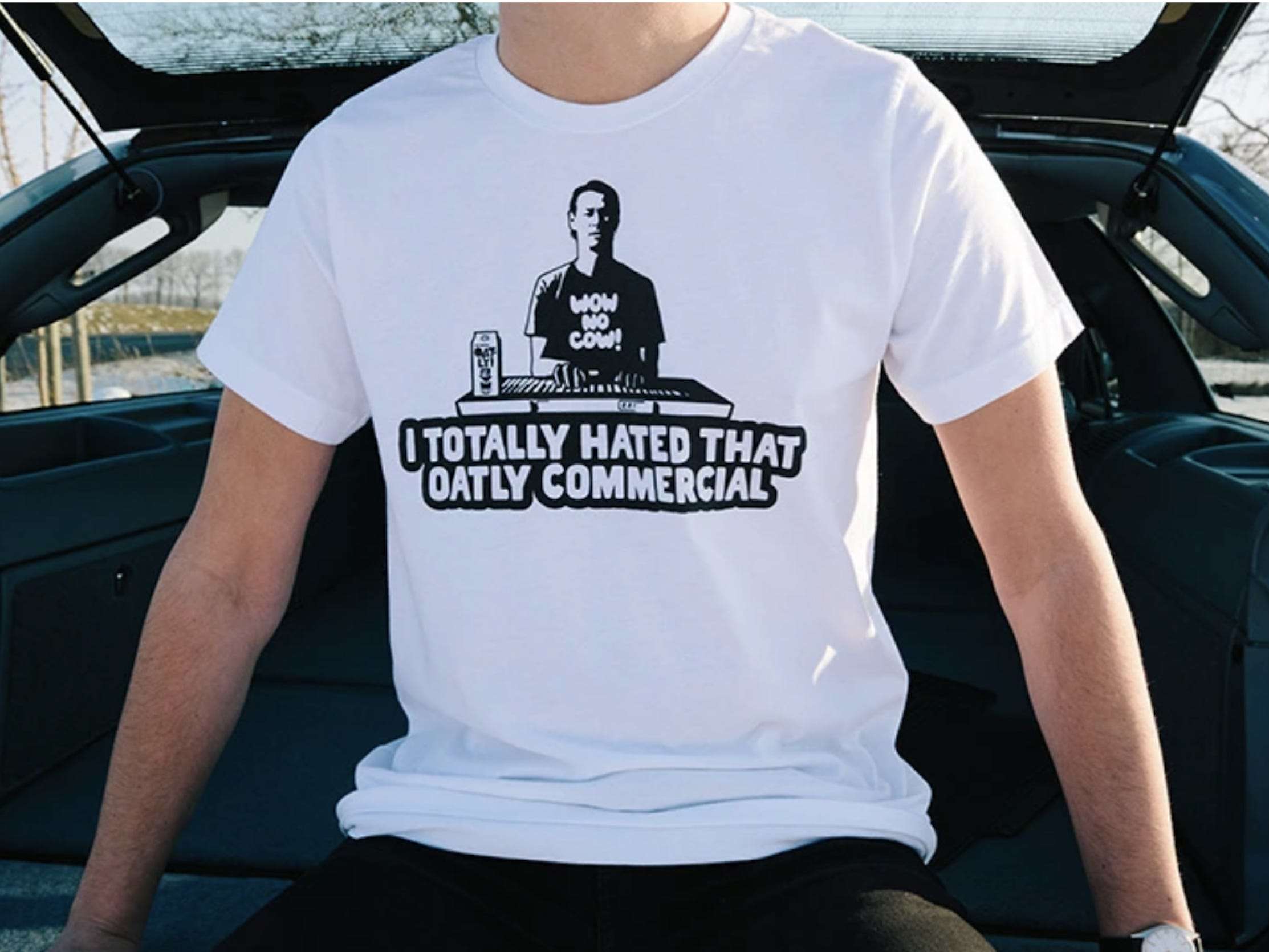 Oatly's bizarre Super Bowl ad helped the company sell out a t-shirt saying  'I totally hated that commercial