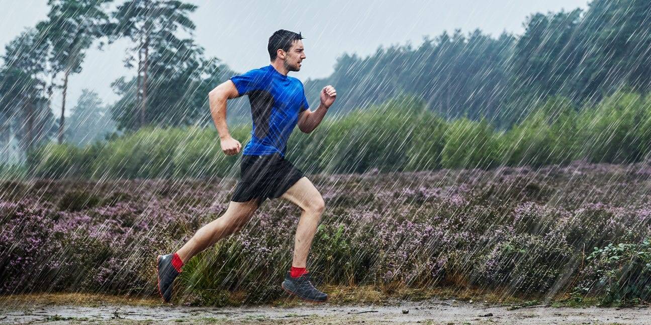 trail running in the rain