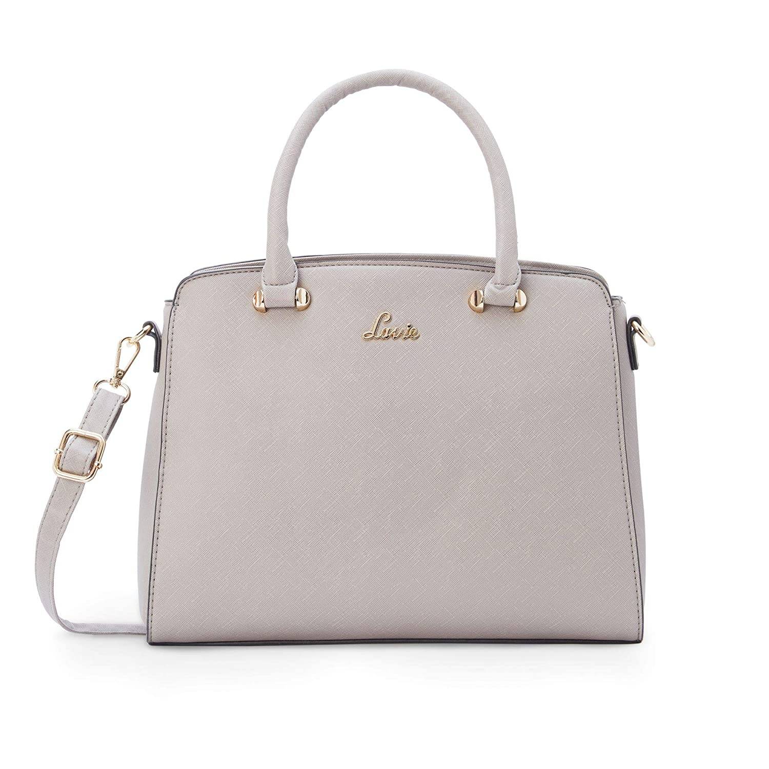 Made from high quality and soft material, this handbag features a  well-stitched inner lining for easy accessibility and storage. Raily  features glossy Croc texture & dual round handles with adjustable and  detachable