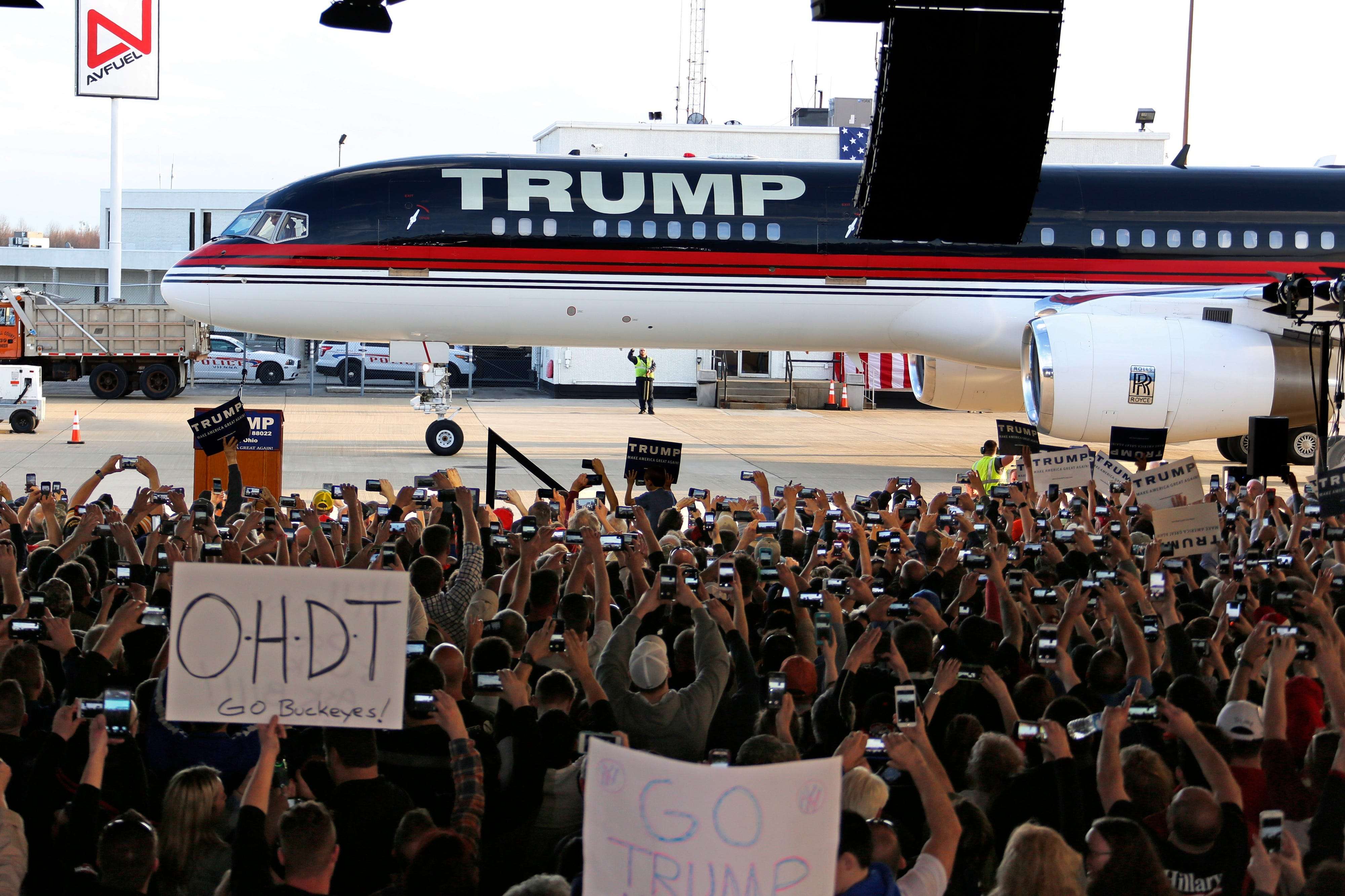 The gold-plated Boeing 757 owned by former President Trump is sitting ...