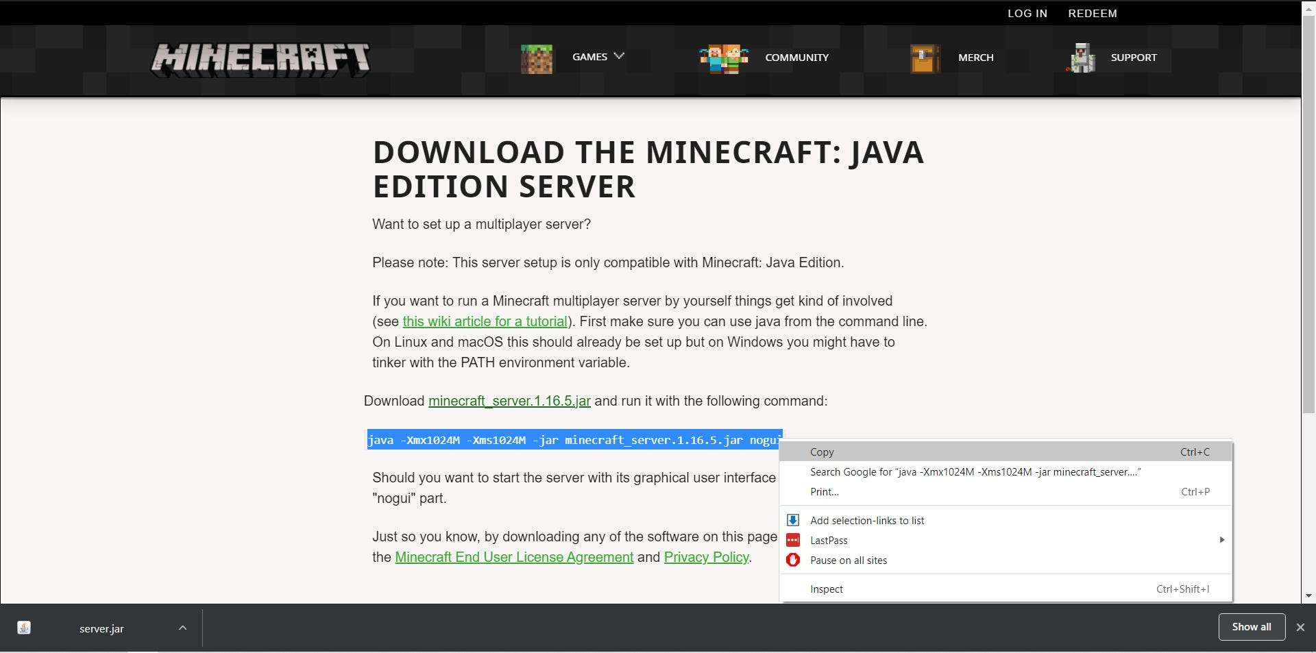 Minecraft 1.16.5 Official Download – Java Edition 