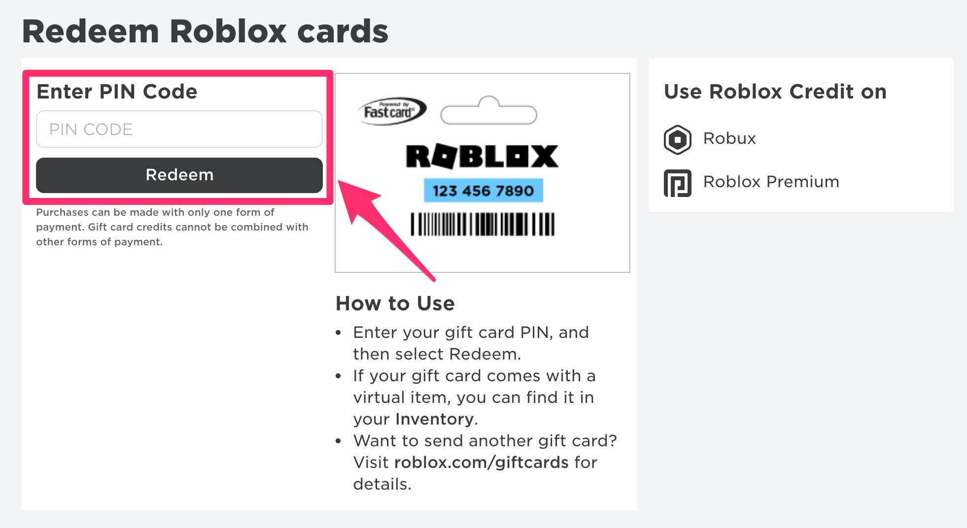 gift card code roblox