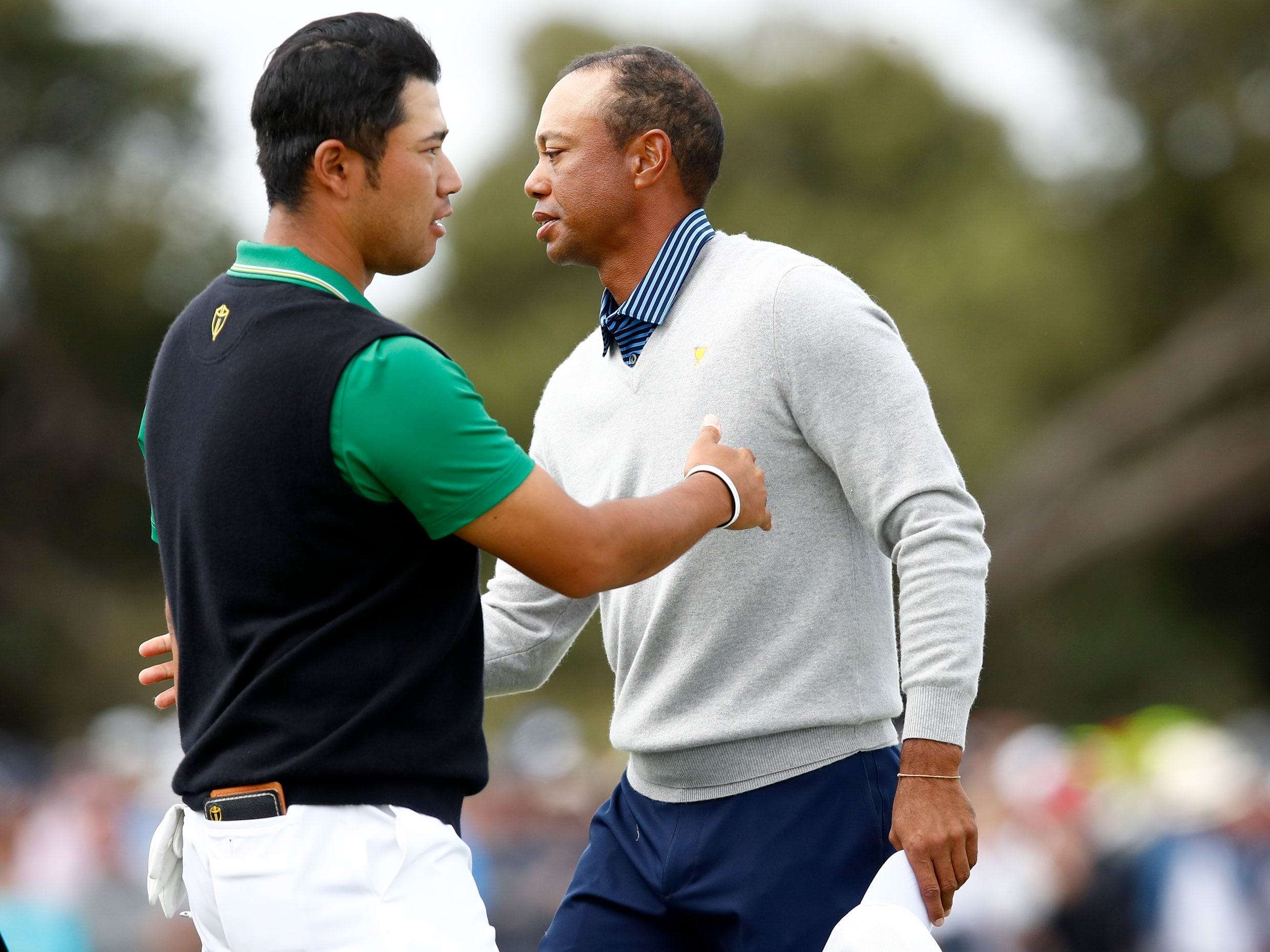 Tiger Woods Congratulates Hideki Matsuyama On Masters Win