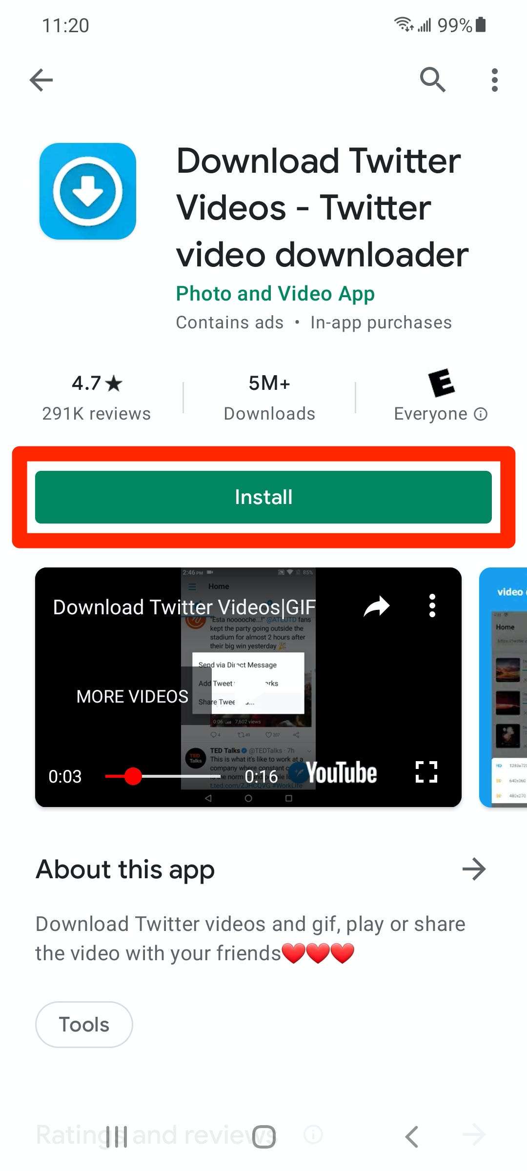 download video from twitter to iphone