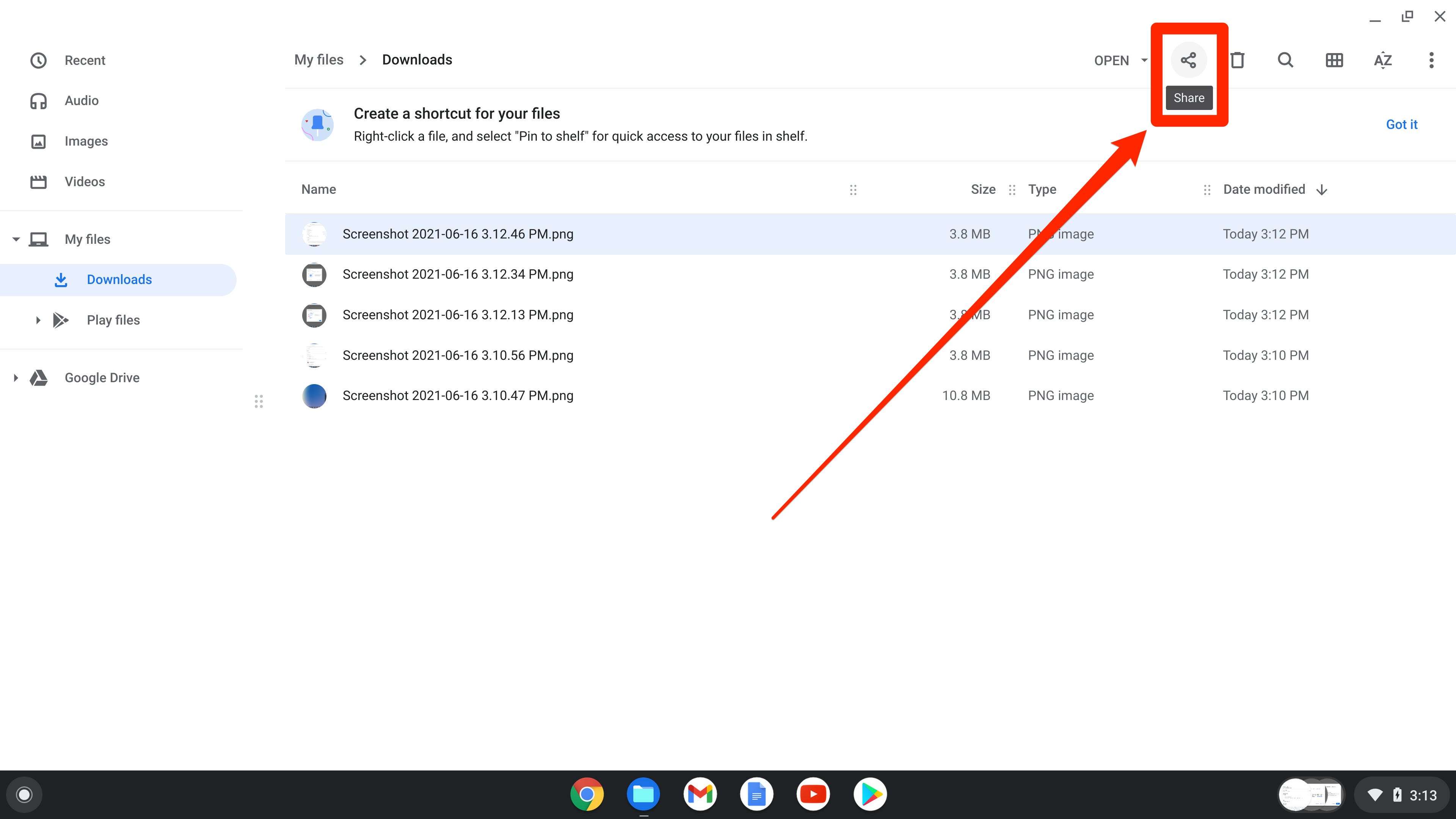 how to remove nearby share from google files