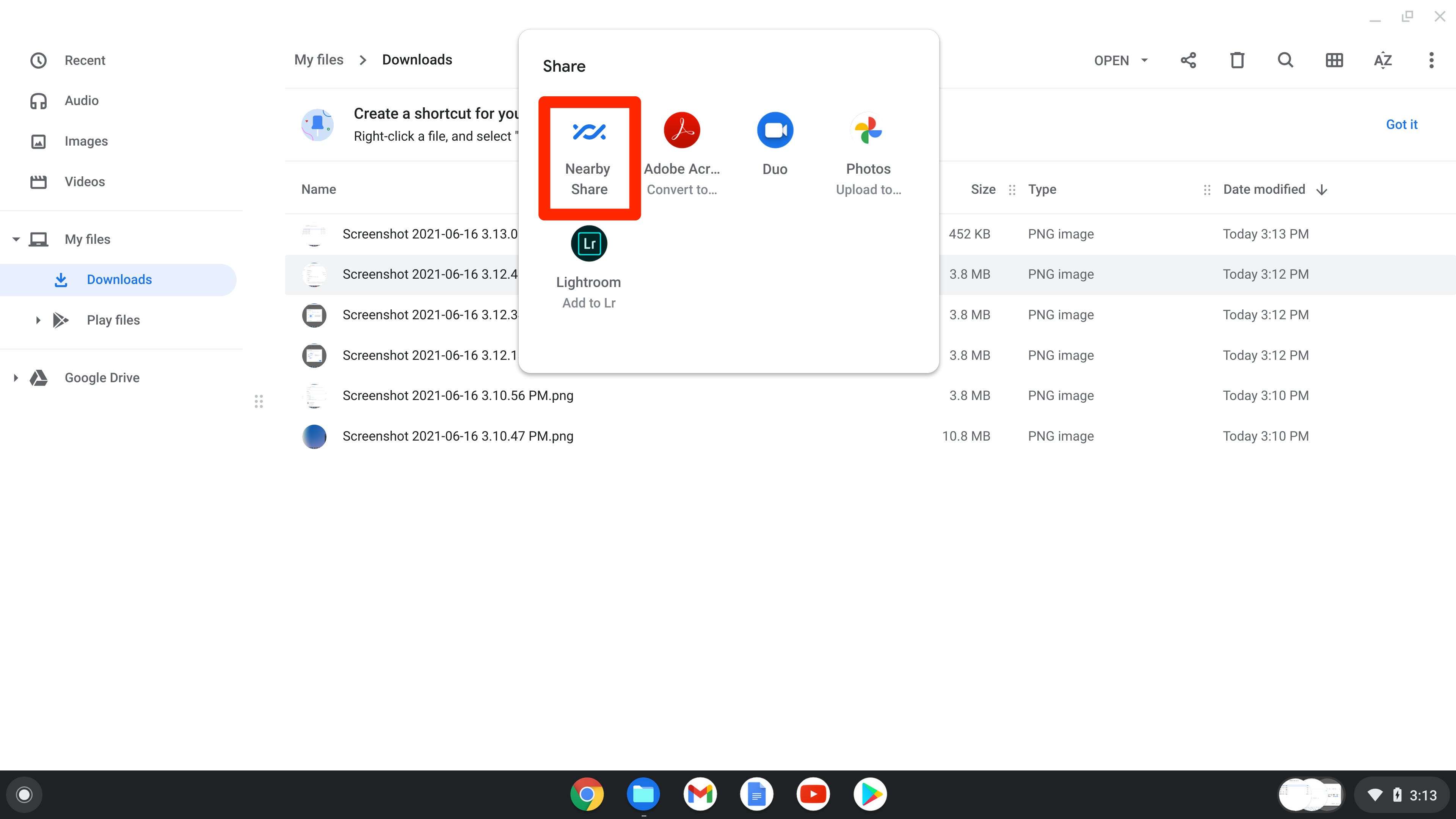 google nearby share windows 10