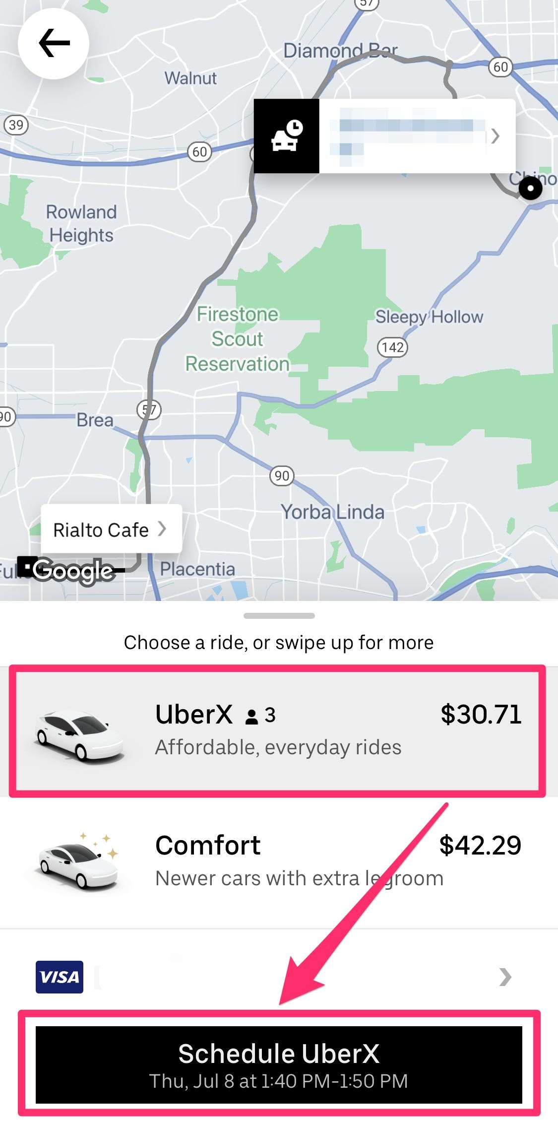 schedule uber in different time zone