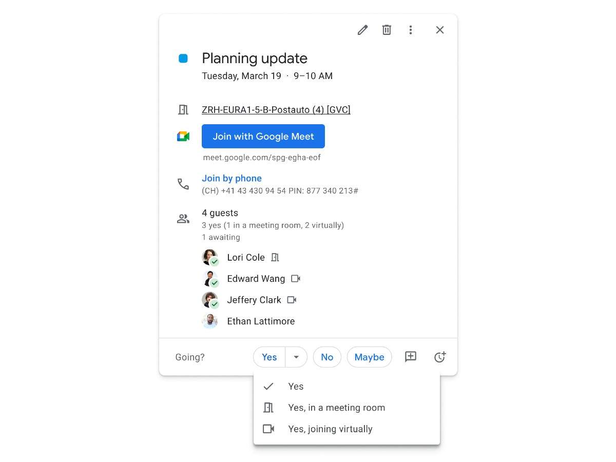 Google Calendar’s new RSVP option will let you specify how you want to