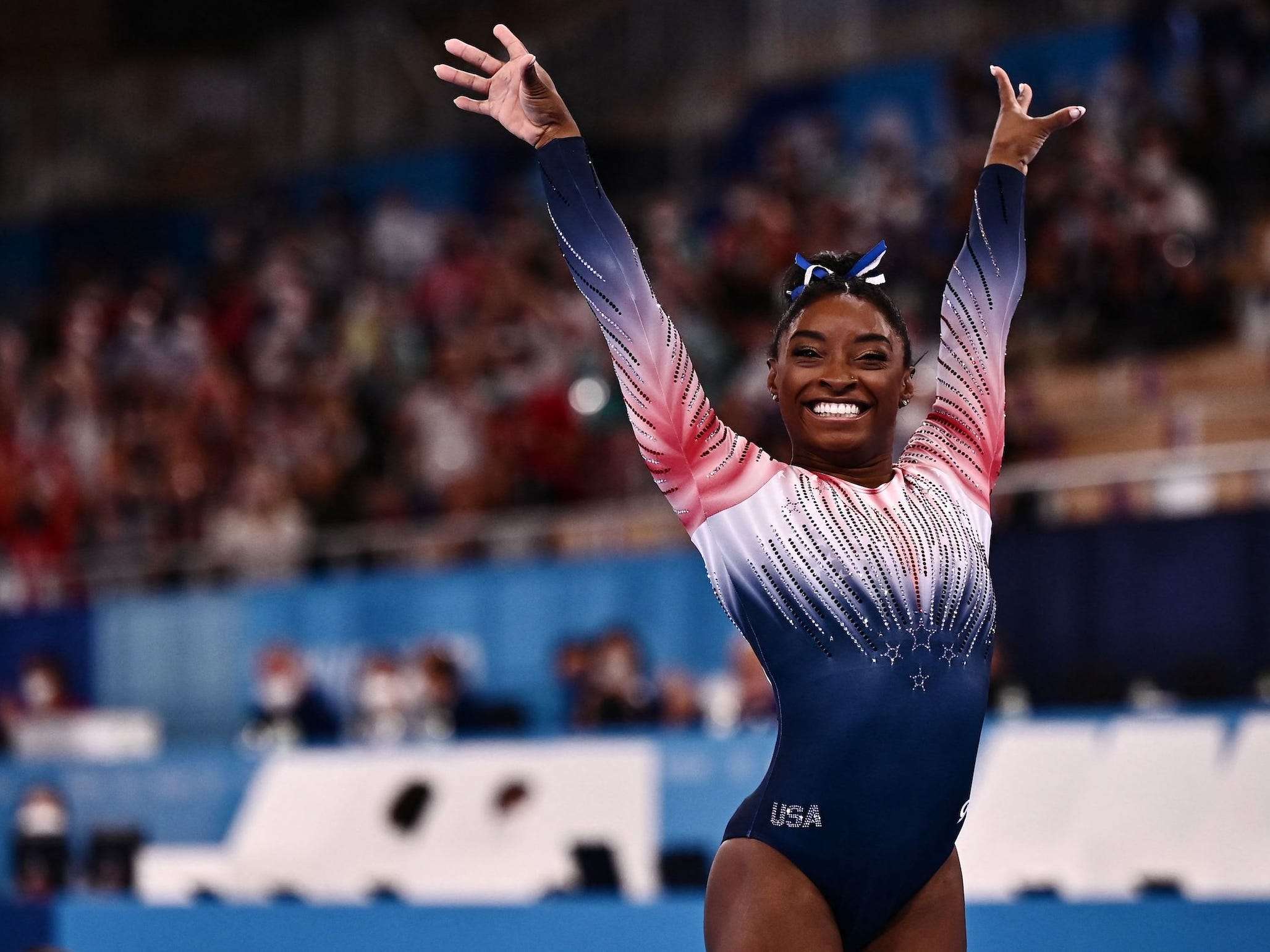 Simone Biles was all smiles after nailing her balancebeam routine