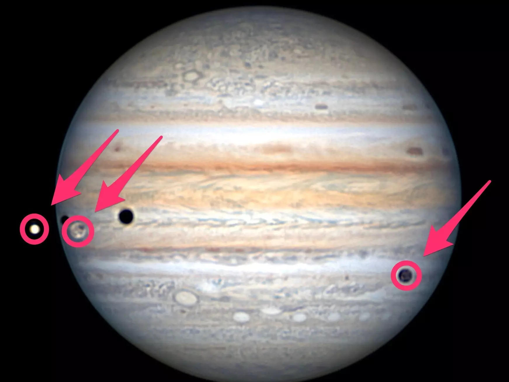 Stunning video captures a rare Jupiter tripleeclipse 3 large moons