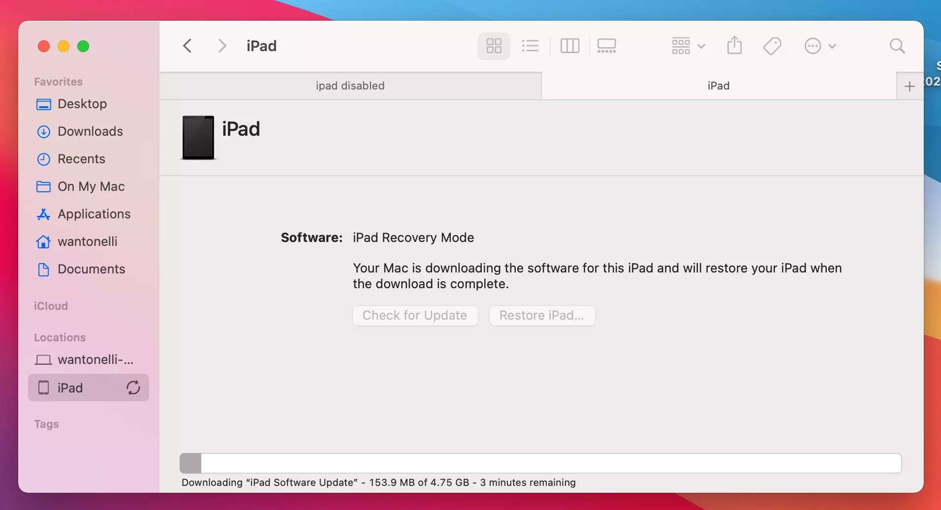 ipad disabled connect to itunes