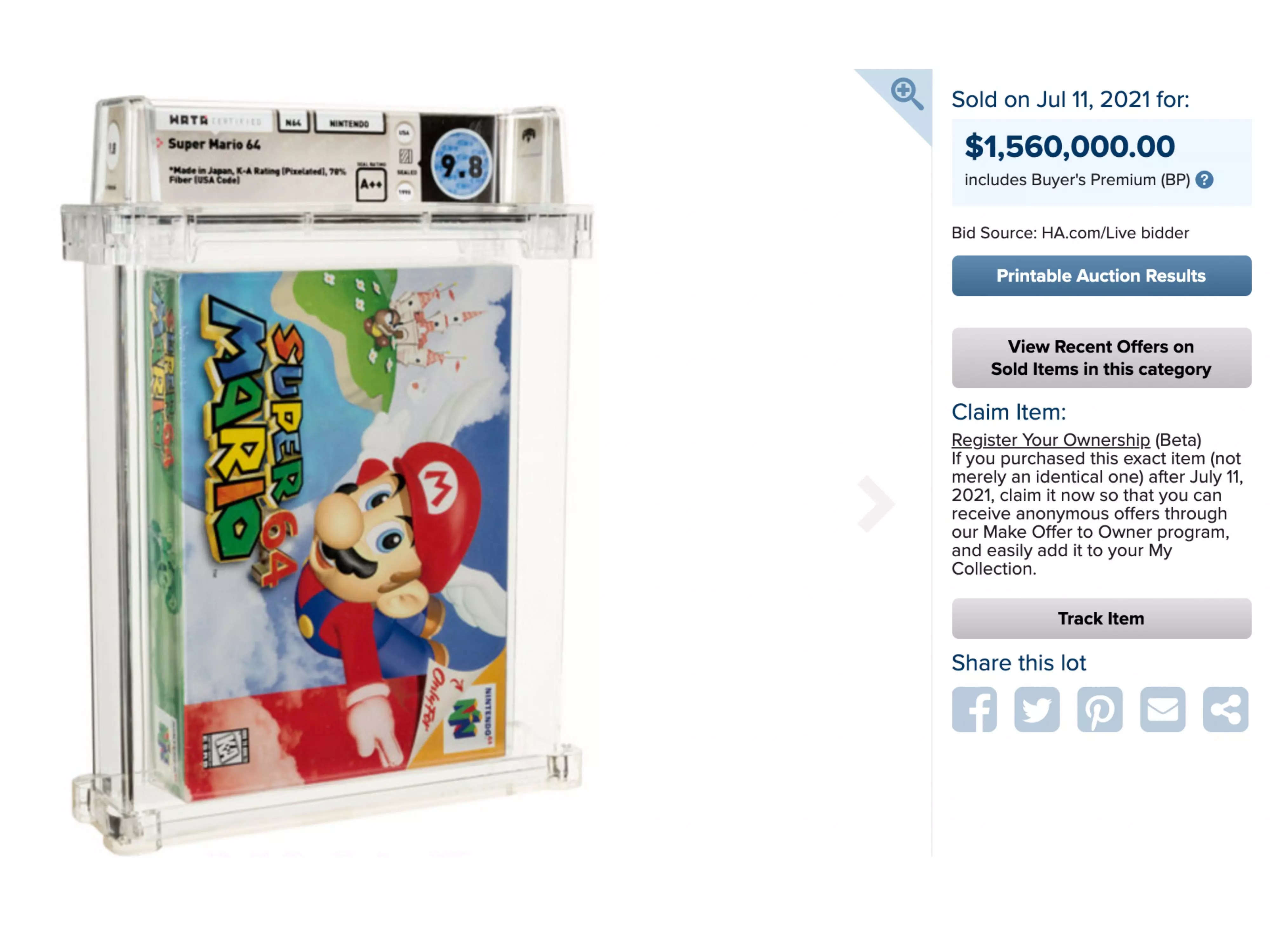 Super Mario 3 NES Game For Sale