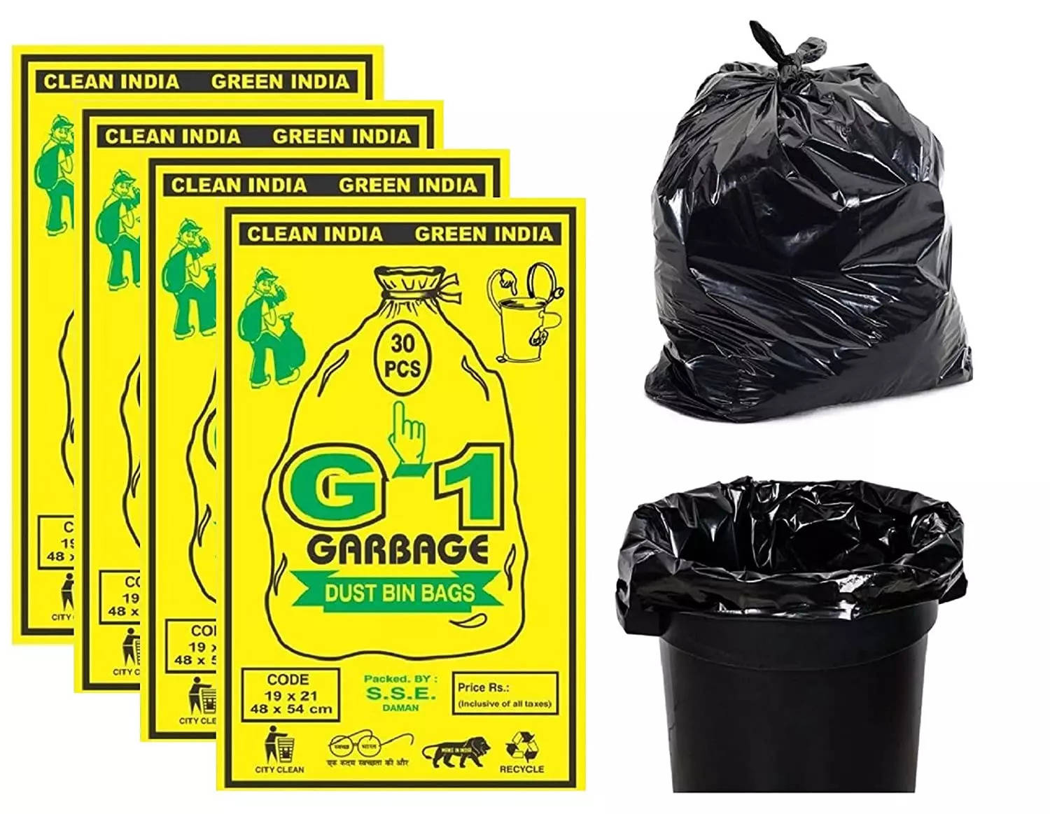 Ezee Black Medium Garbage Bags 90 Pcs, 19 X 21 Inch, 30 Pcs x Pack of 3, Dustbin  Trash Bag in 2023