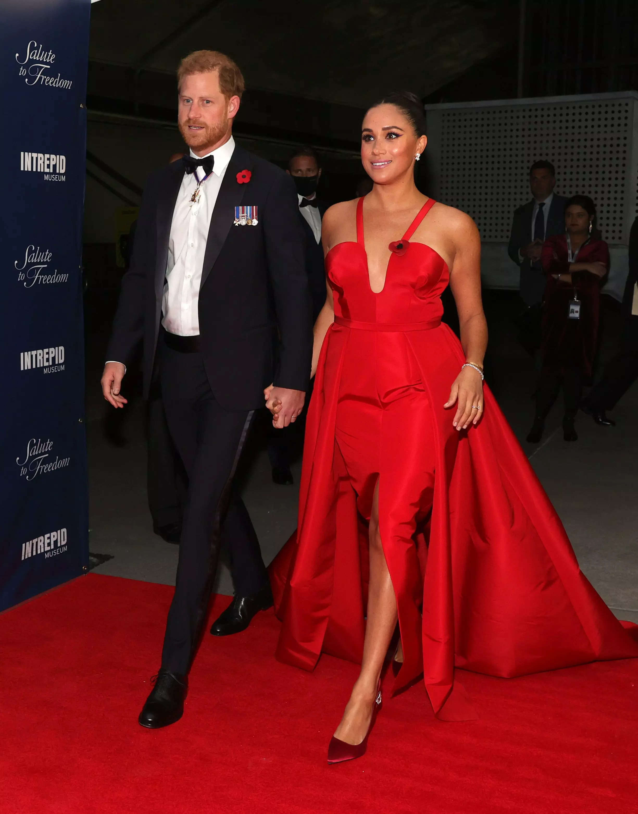 Meghan Markle dazzled in a rare red carpet appearance wearing a red
