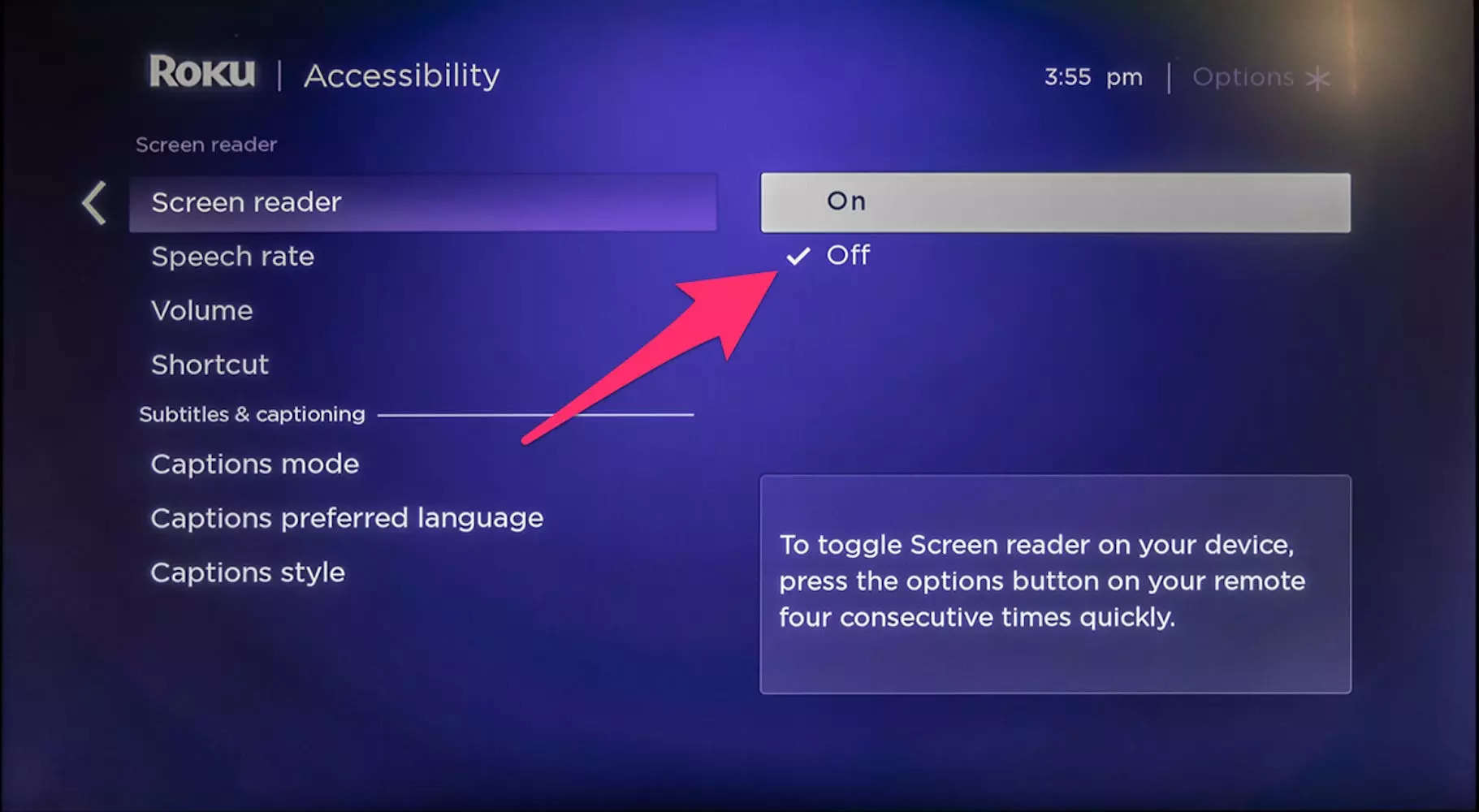 Обновить говорите. Roku TV setting menu. Roku TV setting. Narrator Voice.