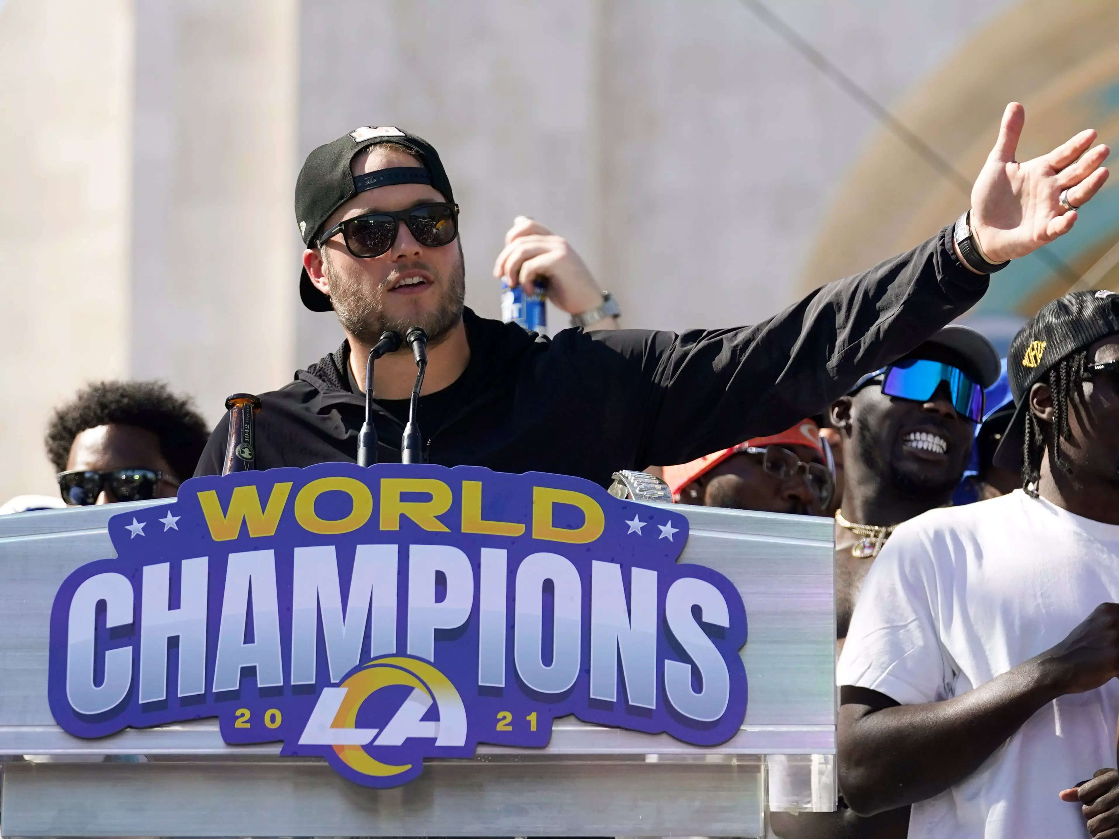 Stafford addresses reaction to photographer's fall at Rams parade - Los  Angeles Times