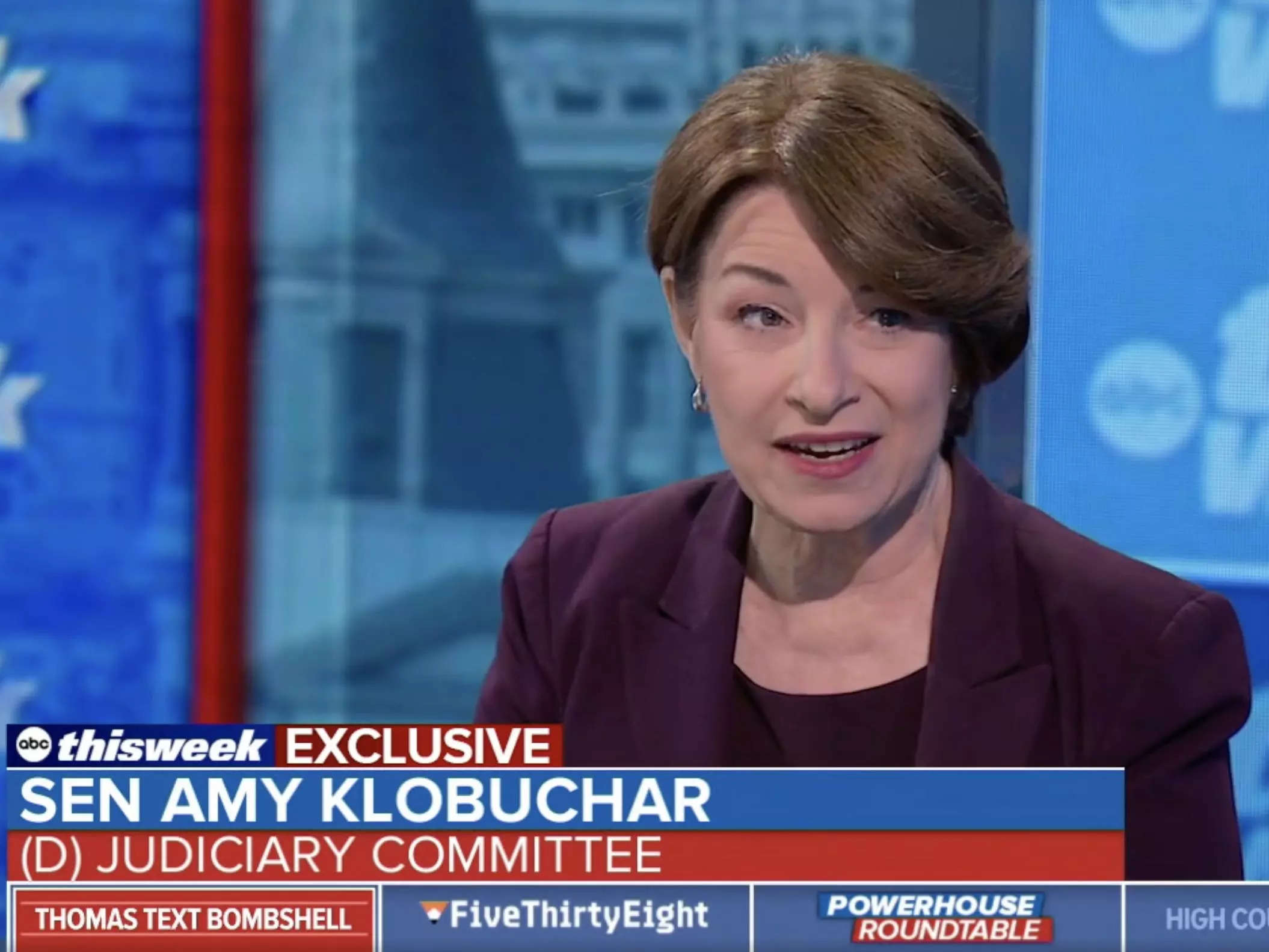 Sen Amy Klobuchar Demands Justice Thomas Recuse Himself From Future Election Cases Over His