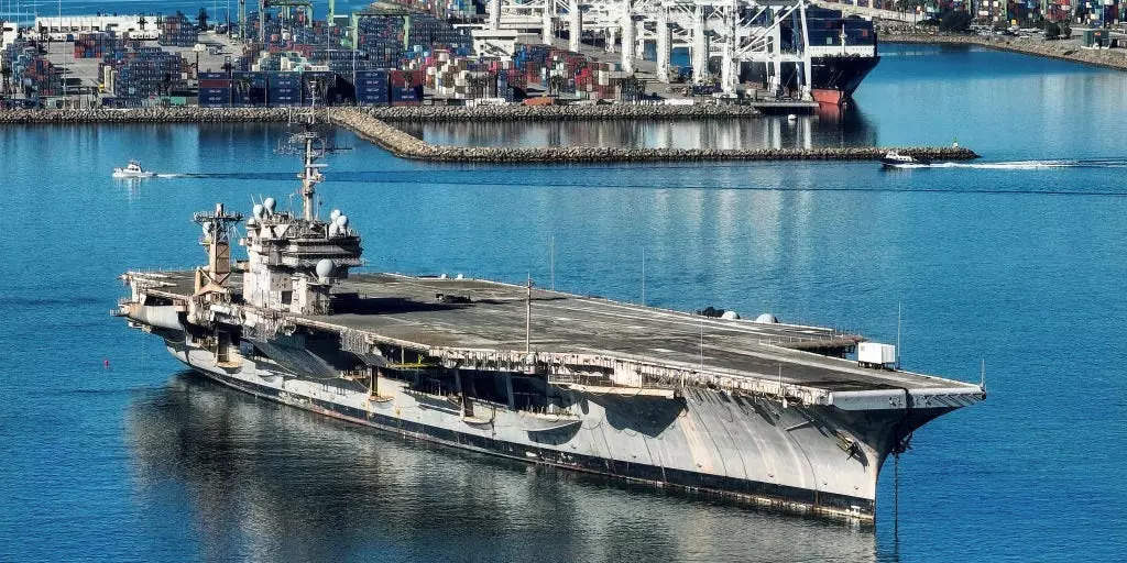 US Navy aircraft carrier to be broken down for just a cent arrives at ...