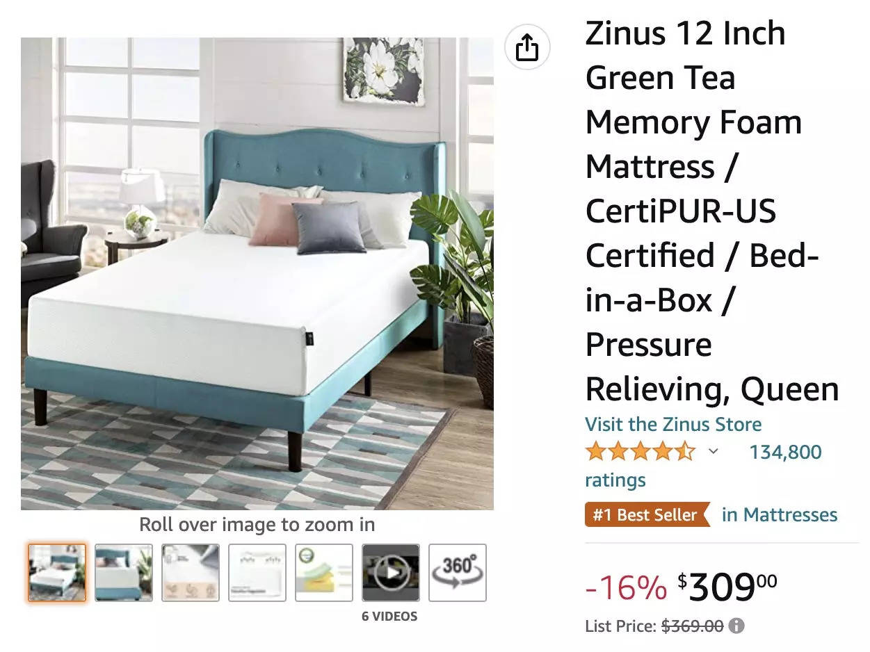 Zinus tea deals tree mattress