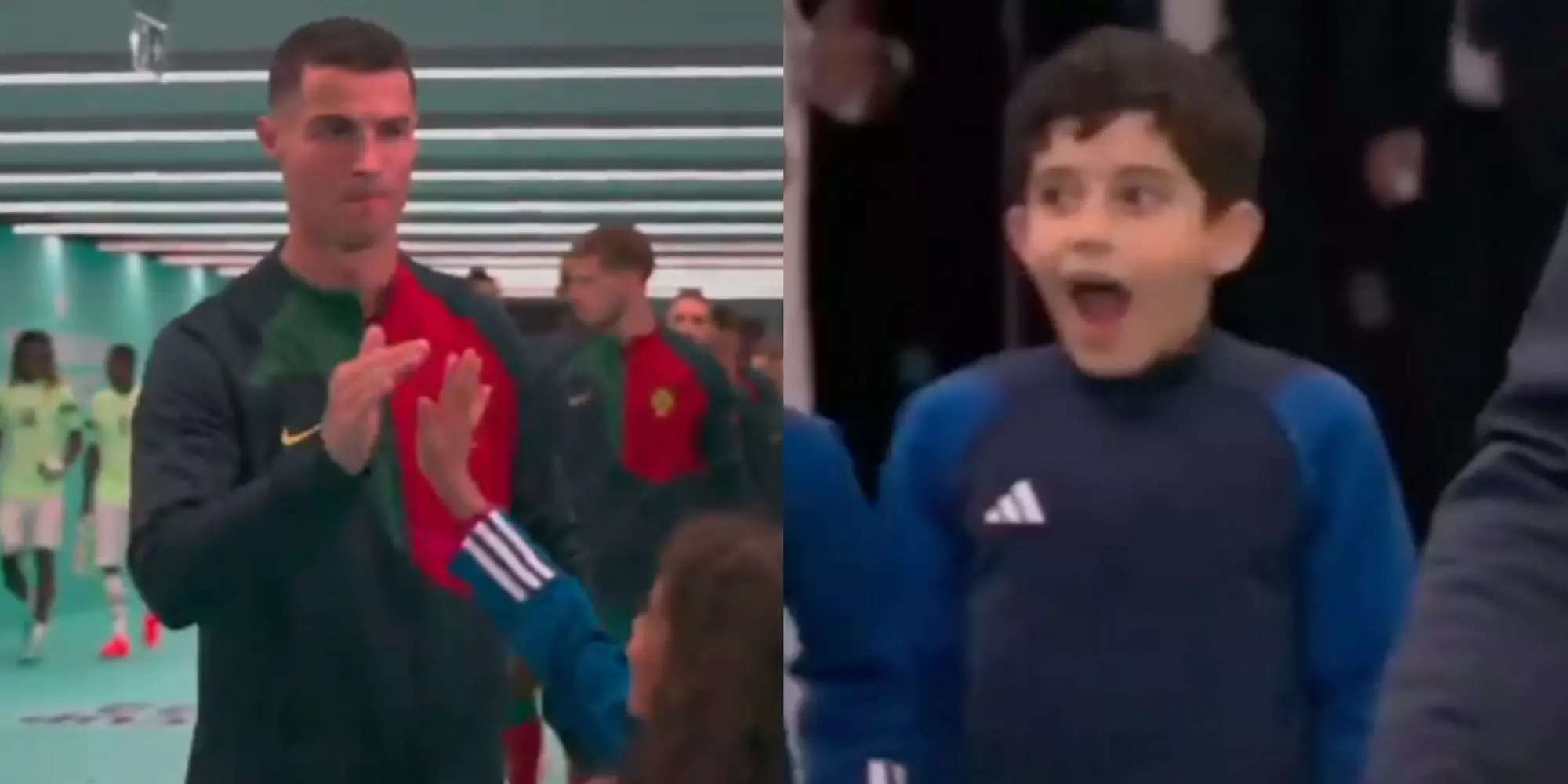 Cristiano Ronaldo made a young mascot's day with a high-five ahead of ...