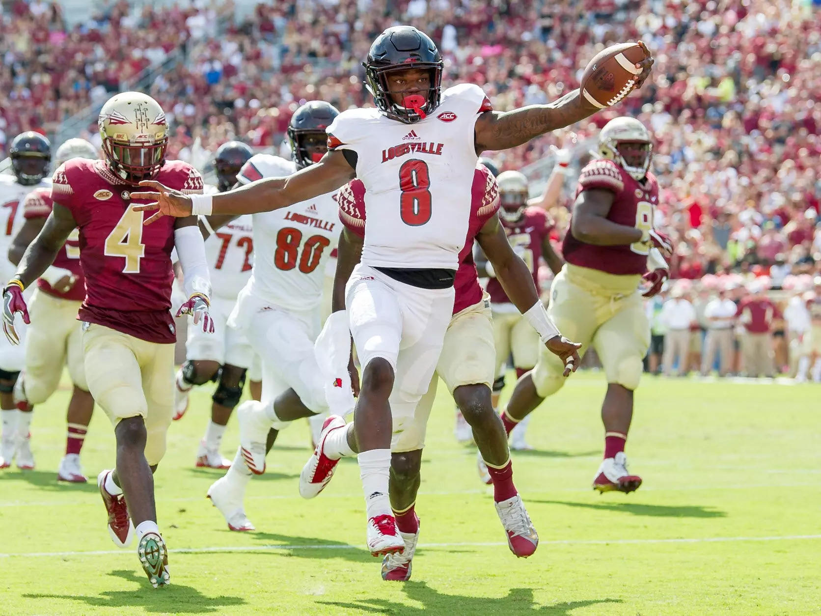 Lamar Jackson Louisville Cardinals Unsigned Running