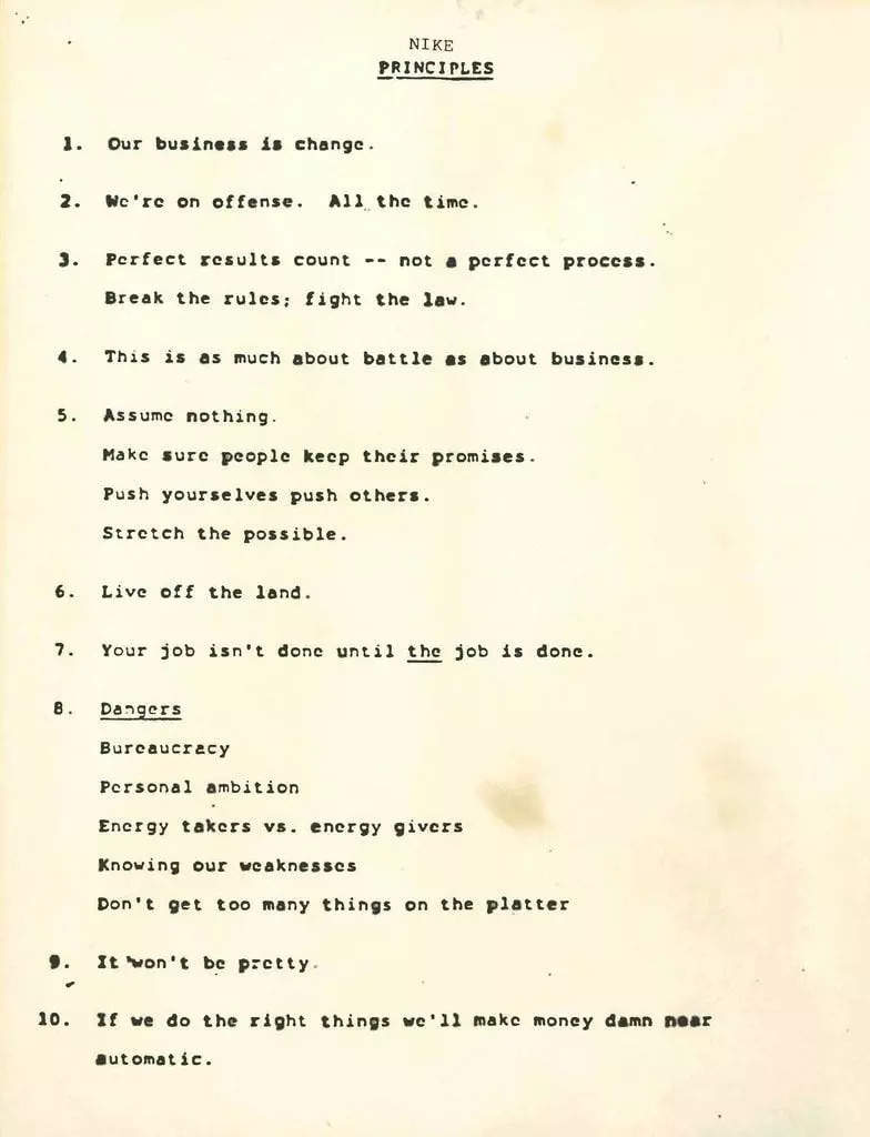 This 1977 Nike memo that calls personal ambition a 'danger' and urges ...